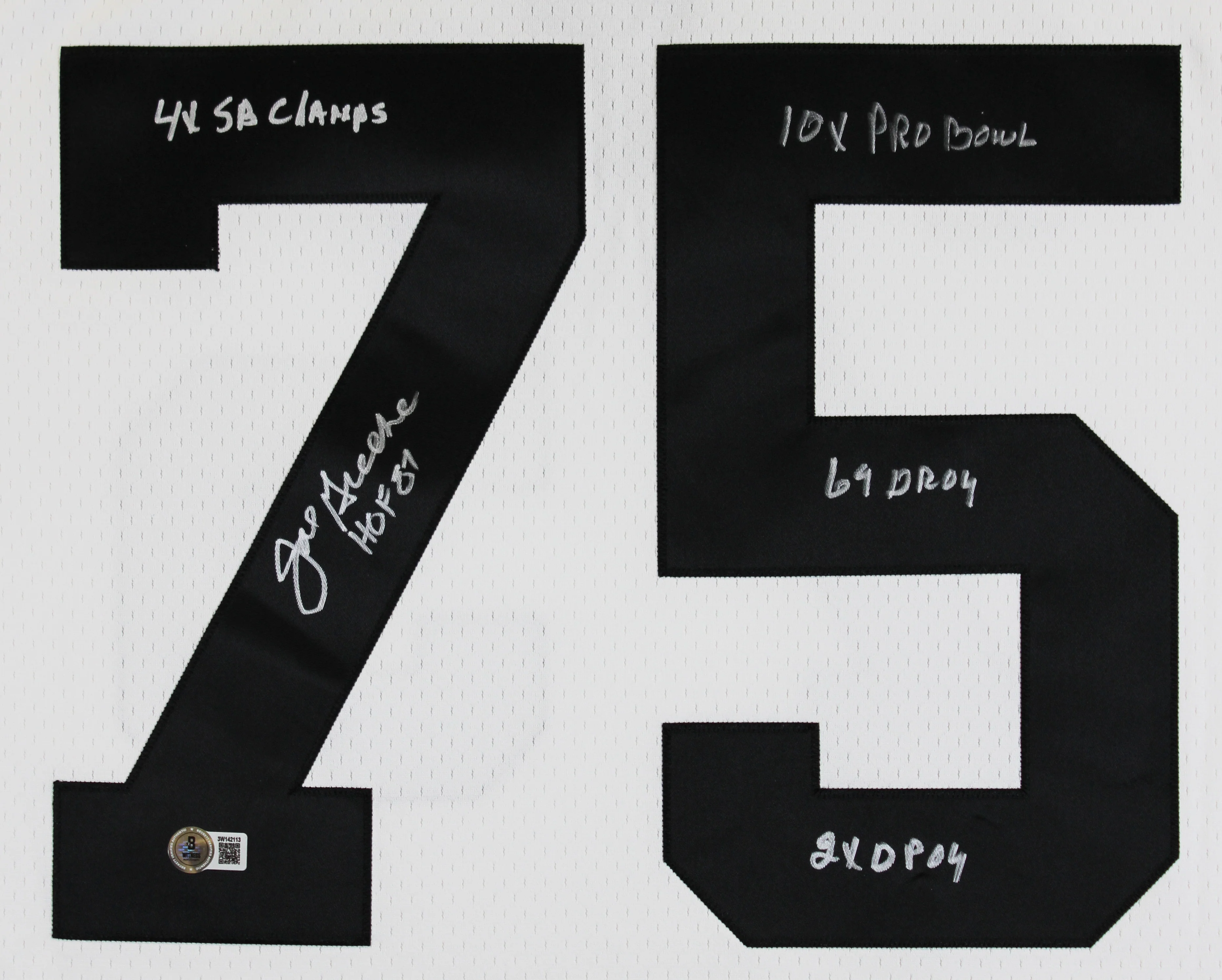 Steelers Joe Greene "Career Stat" Signed White M&N TB Jersey BAS Witnessed - Image 4