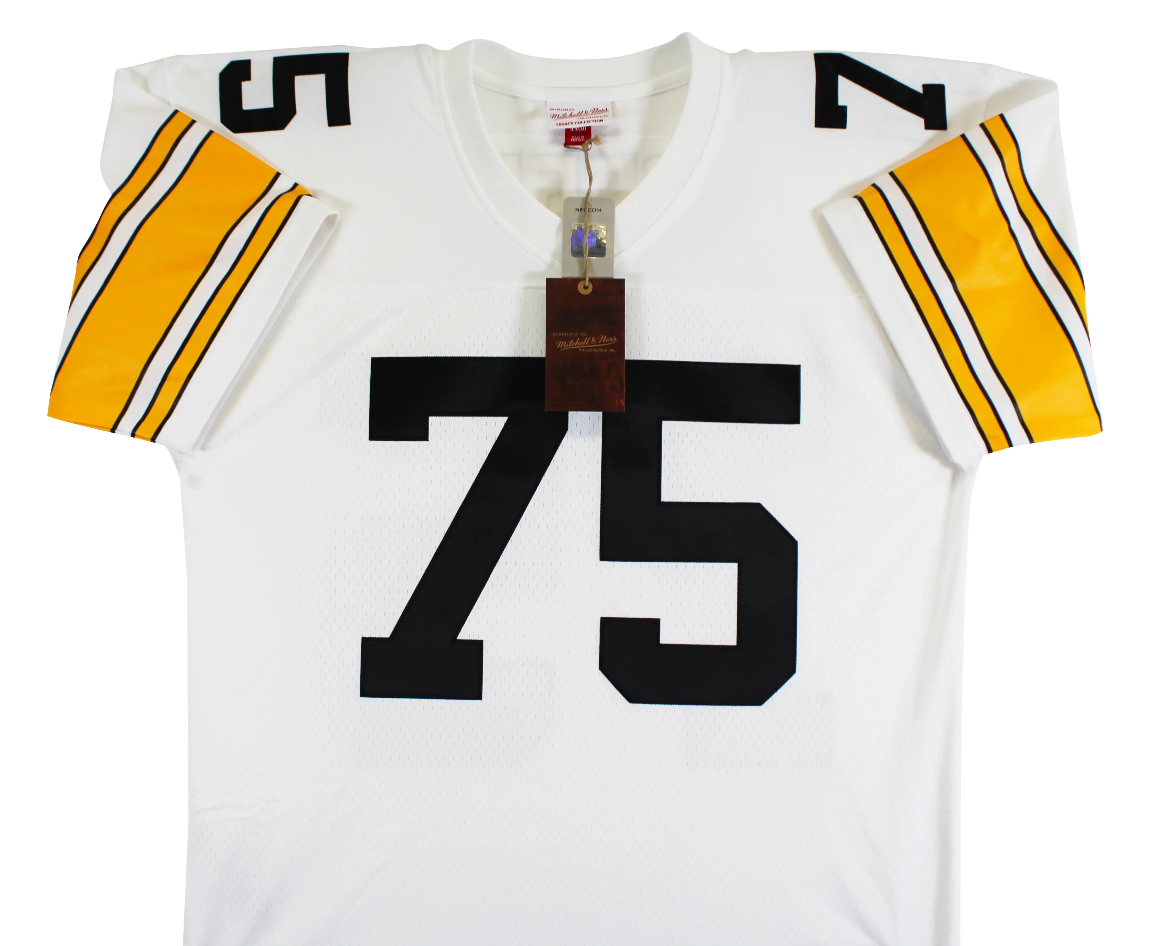 Steelers Joe Greene "Career Stat" Signed White M&N TB Jersey BAS Witnessed - Image 6