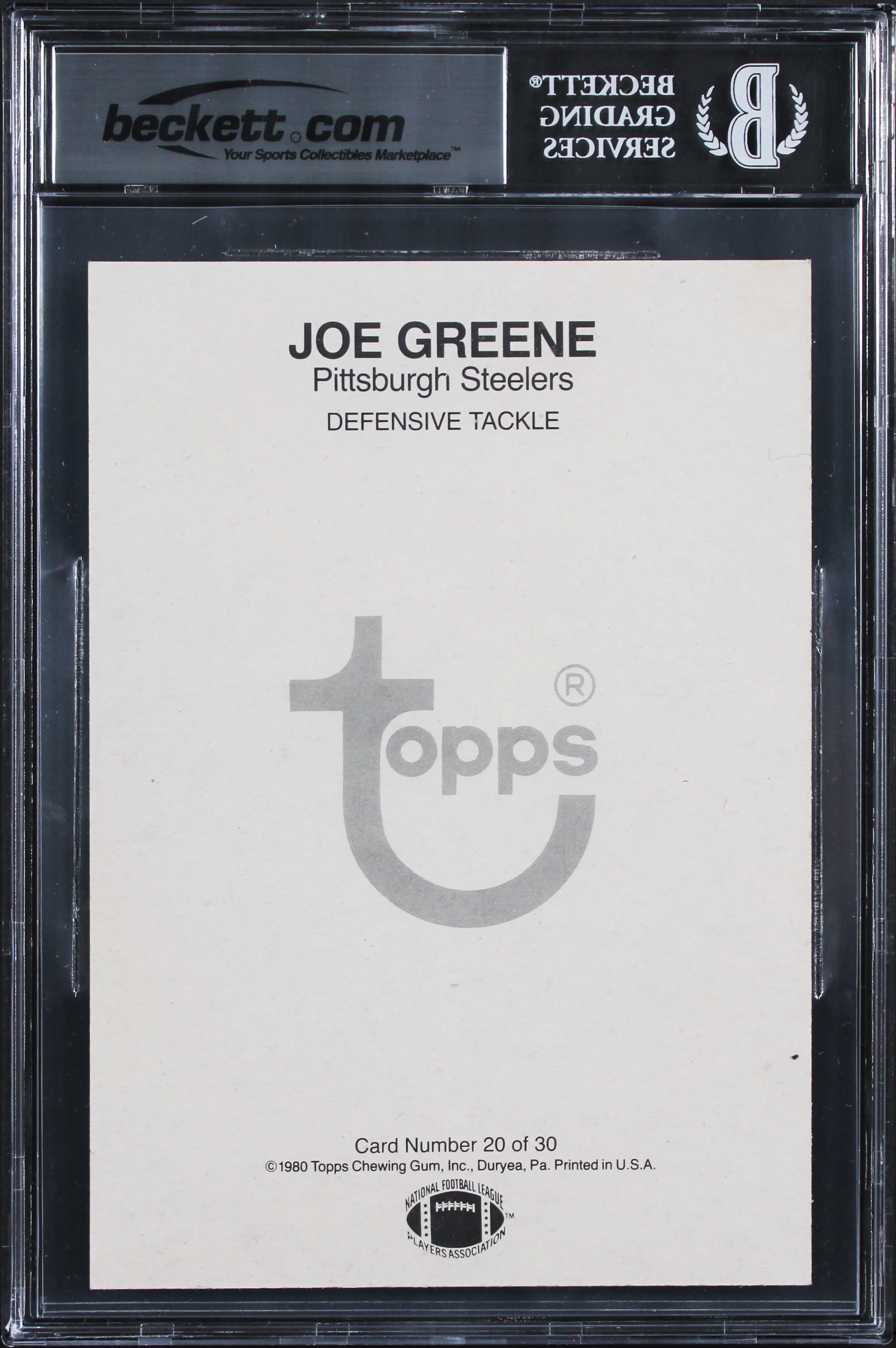 Steelers Joe Greene HOF 87 Signed 1980 Topps Super #20 5x7 Card Auto 10 BAS Slab - Image 3