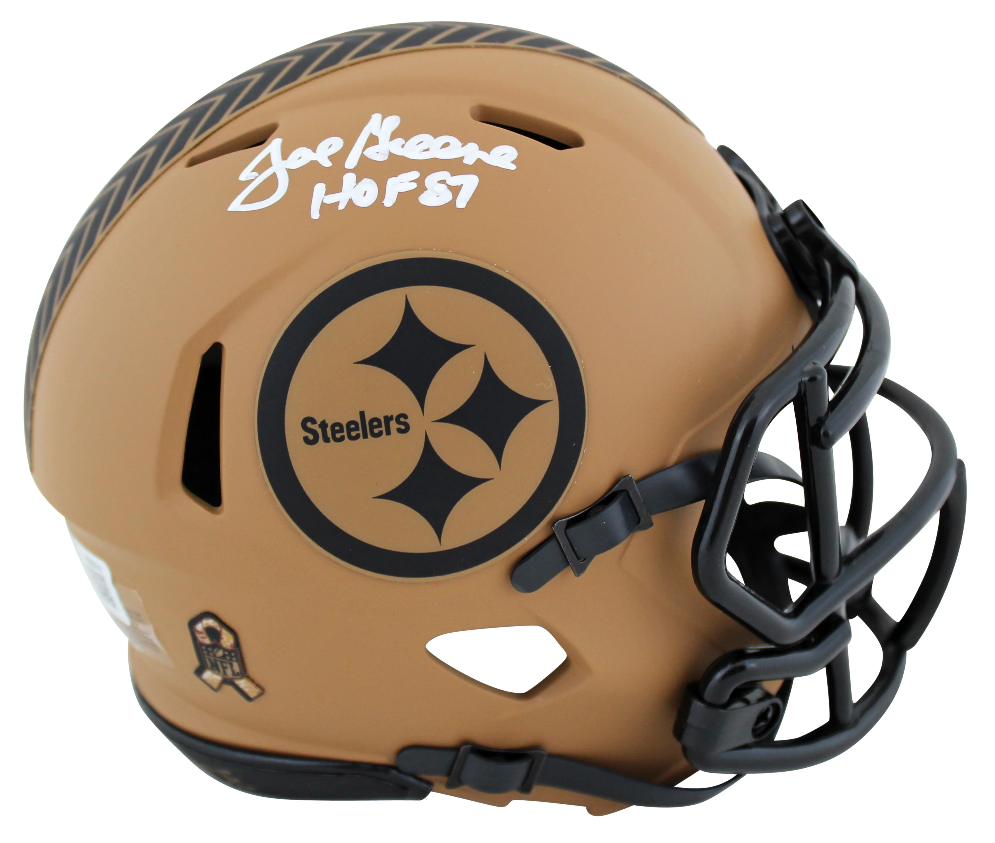 Steelers Joe Greene "HOF 87" Signed Salute To Service II Speed Mini Helmet BAS W - Image 2