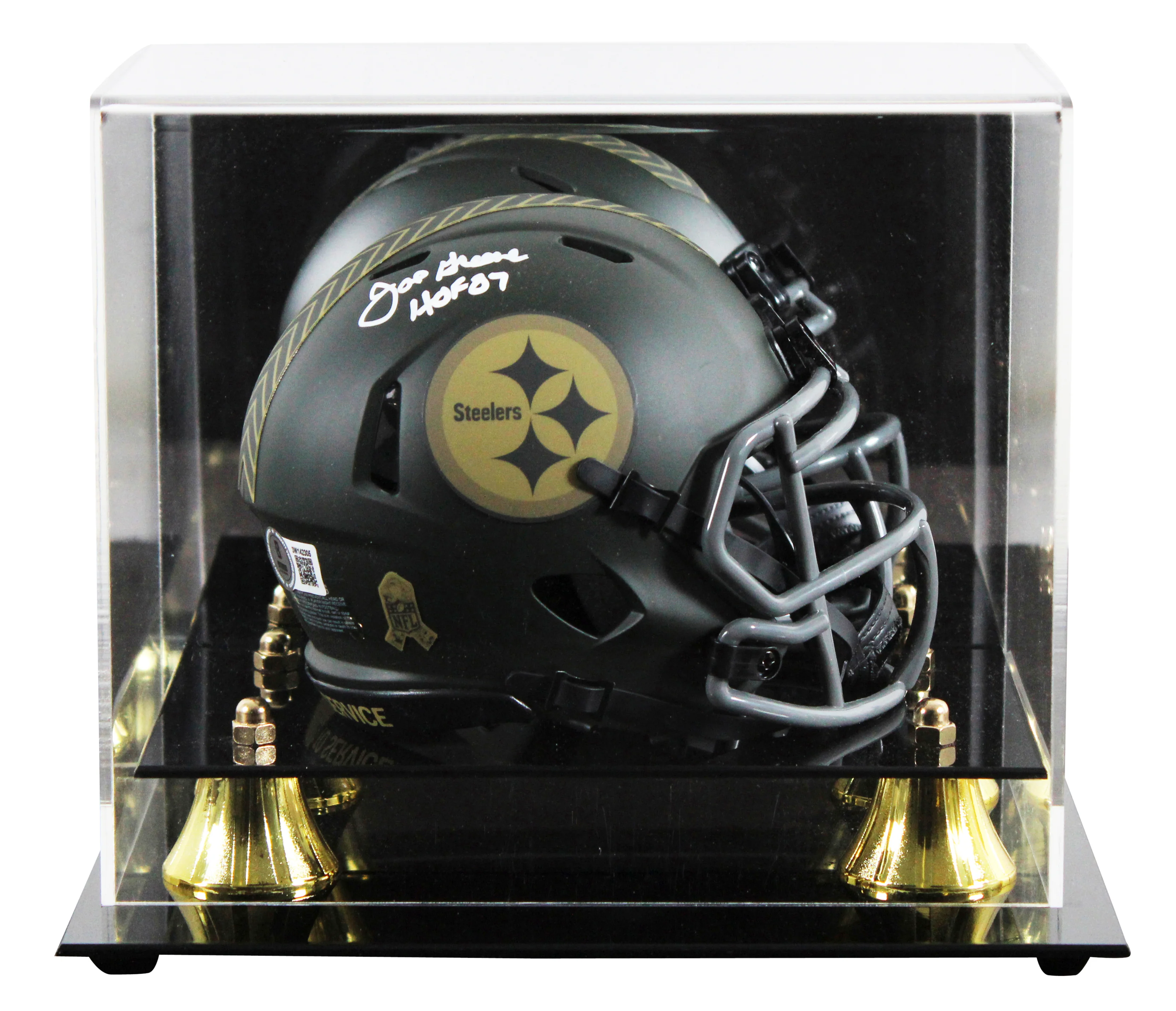 Steelers Joe Greene "HOF 87" Signed STS IV Speed Mini Helmet W/ Case BAS Witness