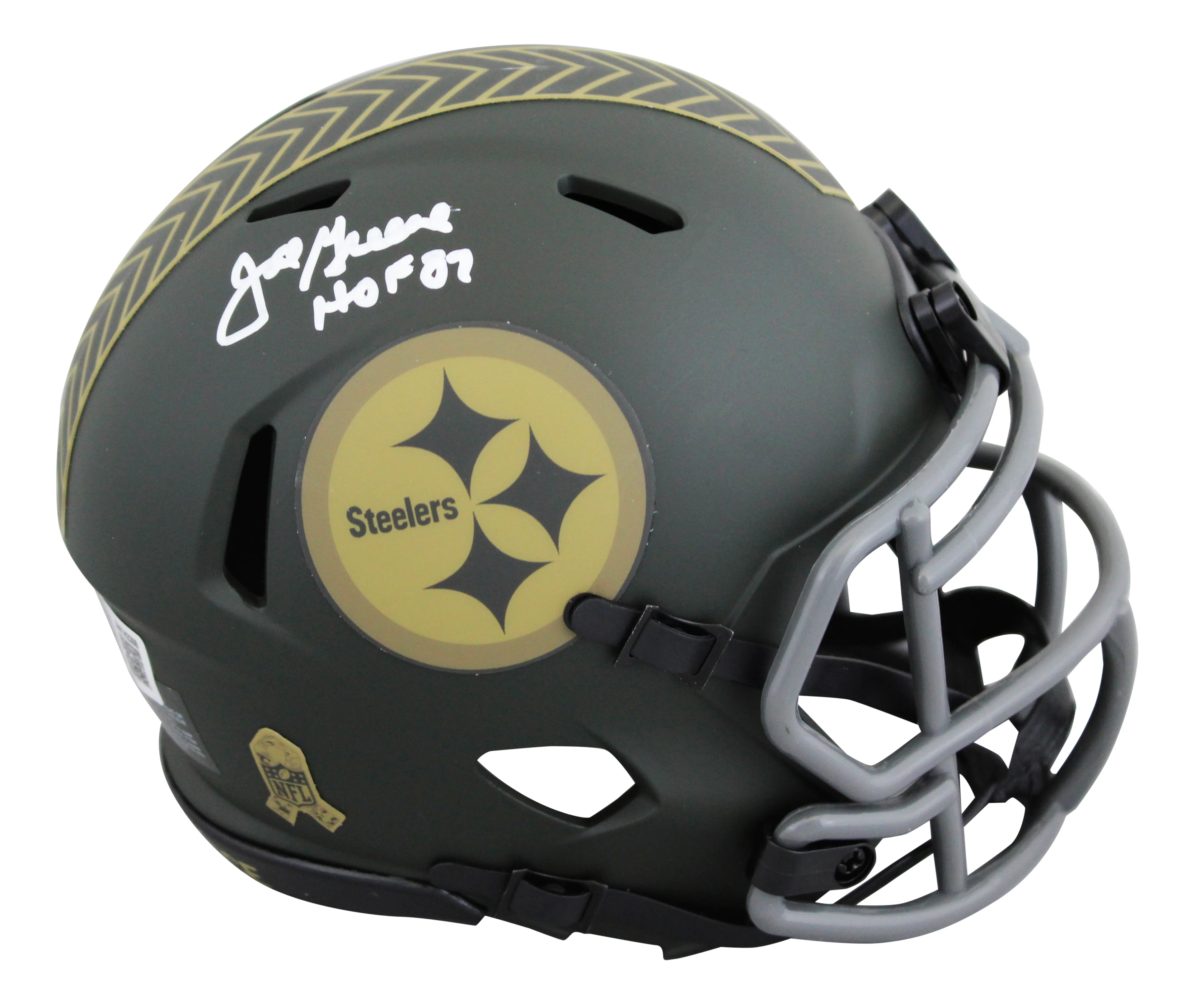 Steelers Joe Greene "HOF 87" Signed STS IV Speed Mini Helmet W/ Case BAS Witness - Image 3