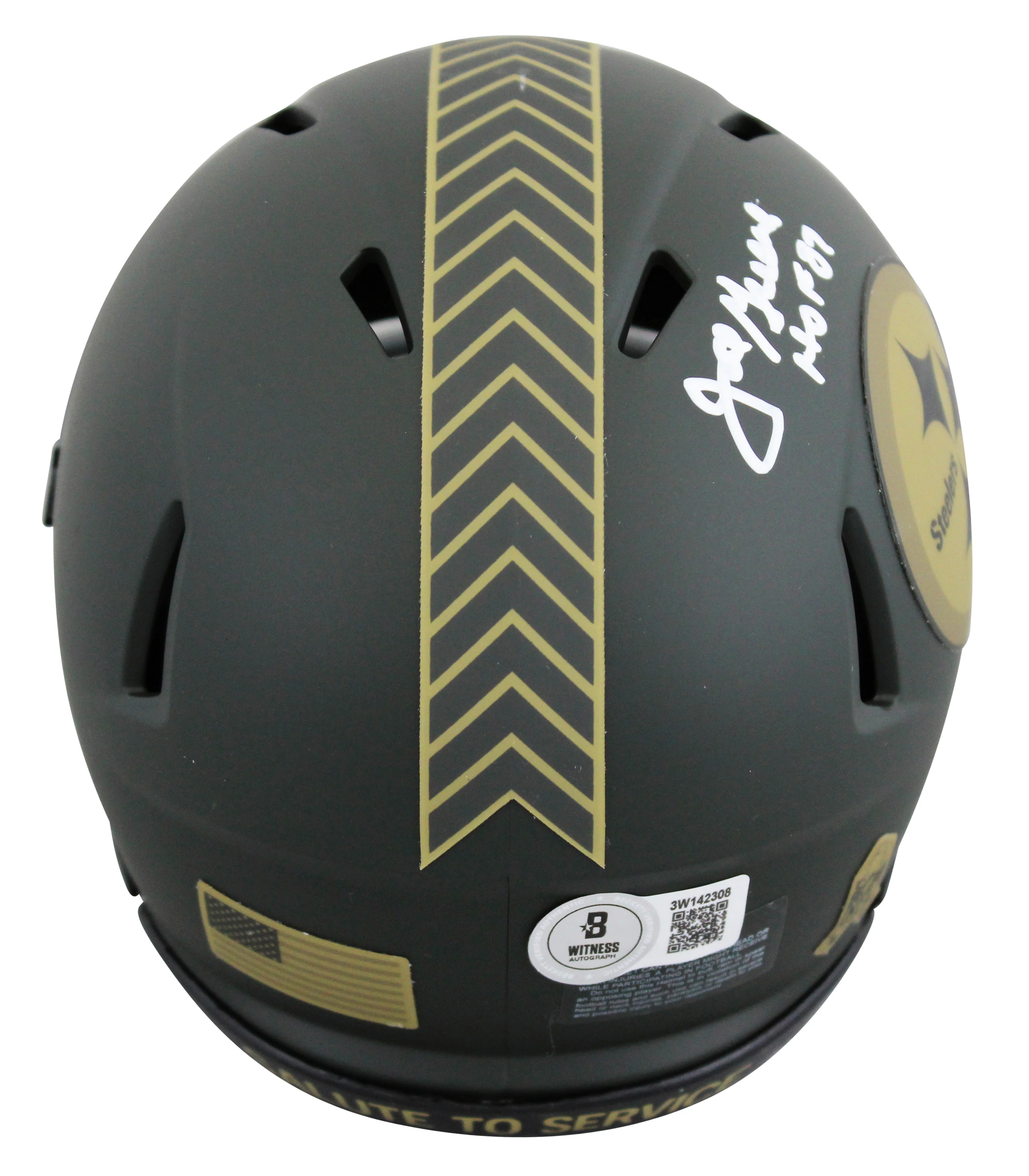 Steelers Joe Greene "HOF 87" Signed STS IV Speed Mini Helmet W/ Case BAS Witness - Image 4