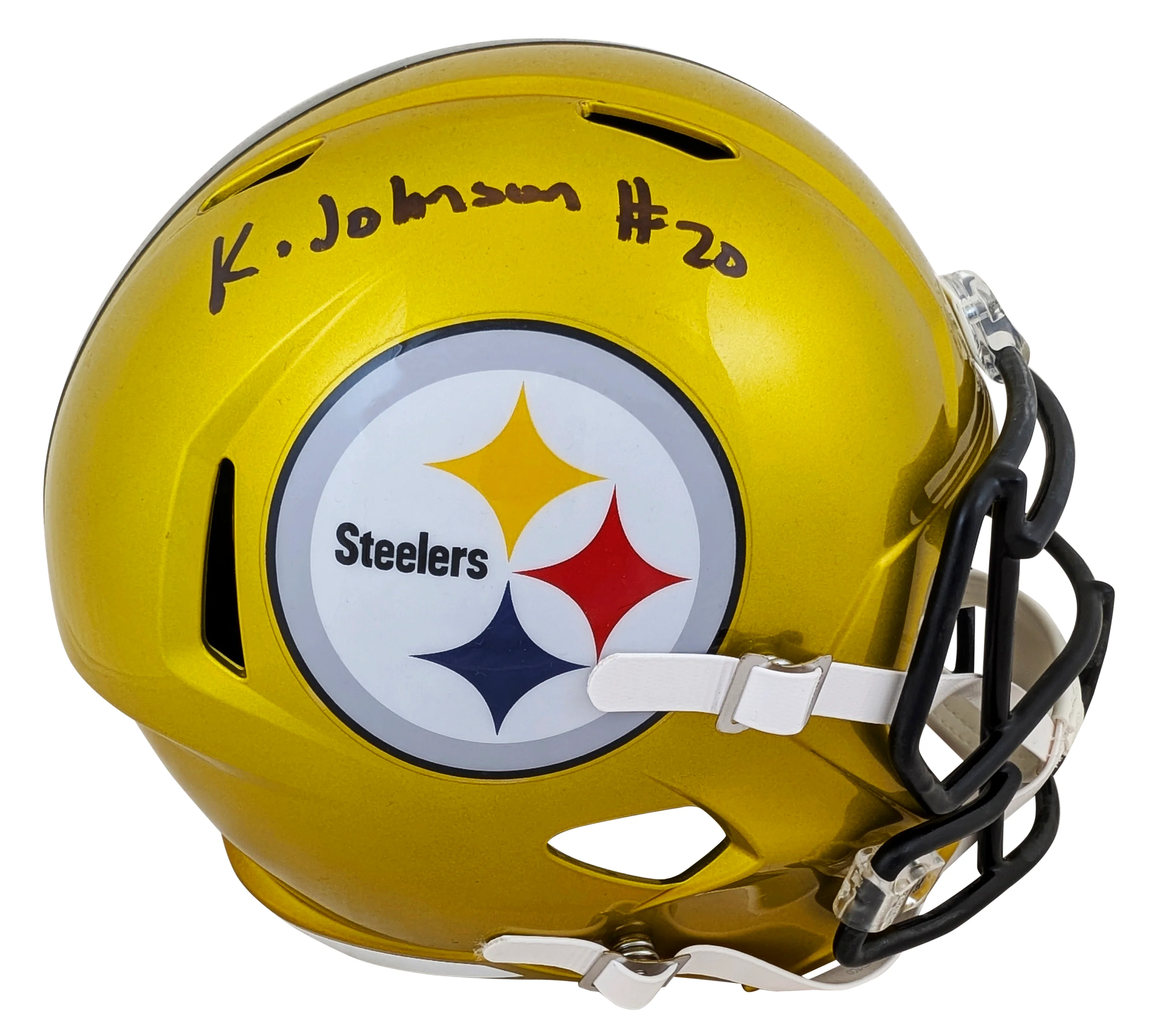 Steelers Kaleb Johnson Signed Flash Full Size Speed Rep Helmet W/ Case BAS Wit - Image 3
