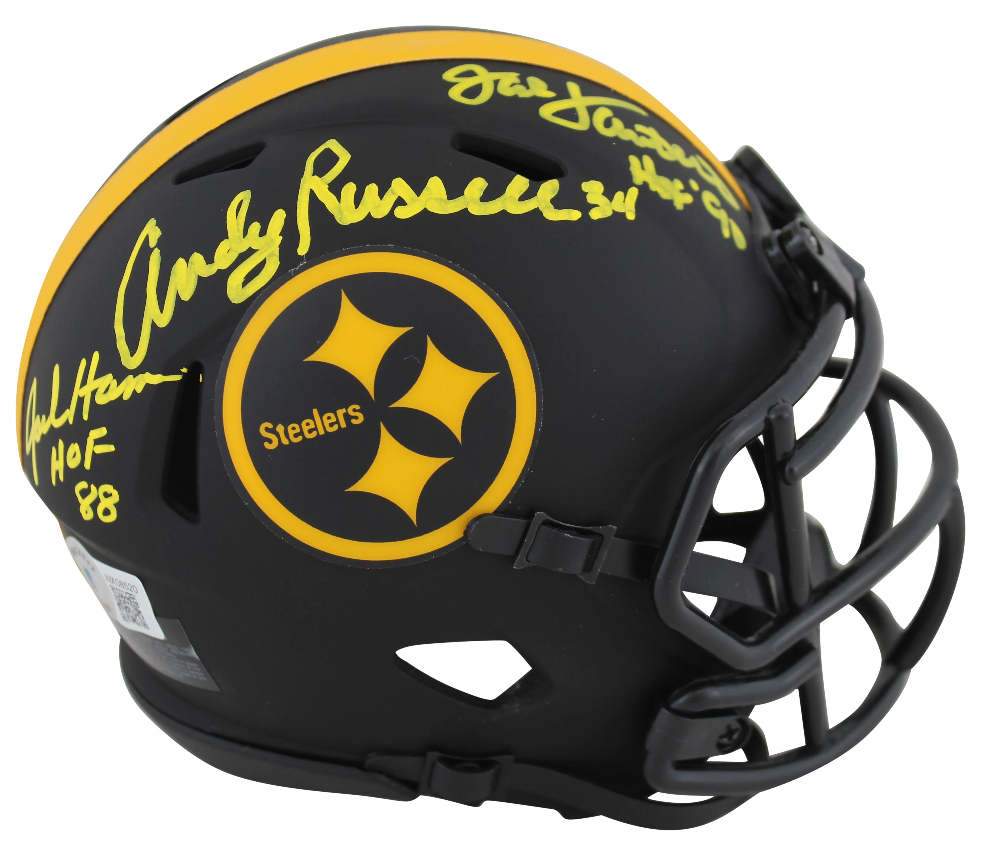 Steelers LBs (3) Ham, Lambert & Russell Signed Eclipse Speed Mini Helmet BAS Wit - Image 2
