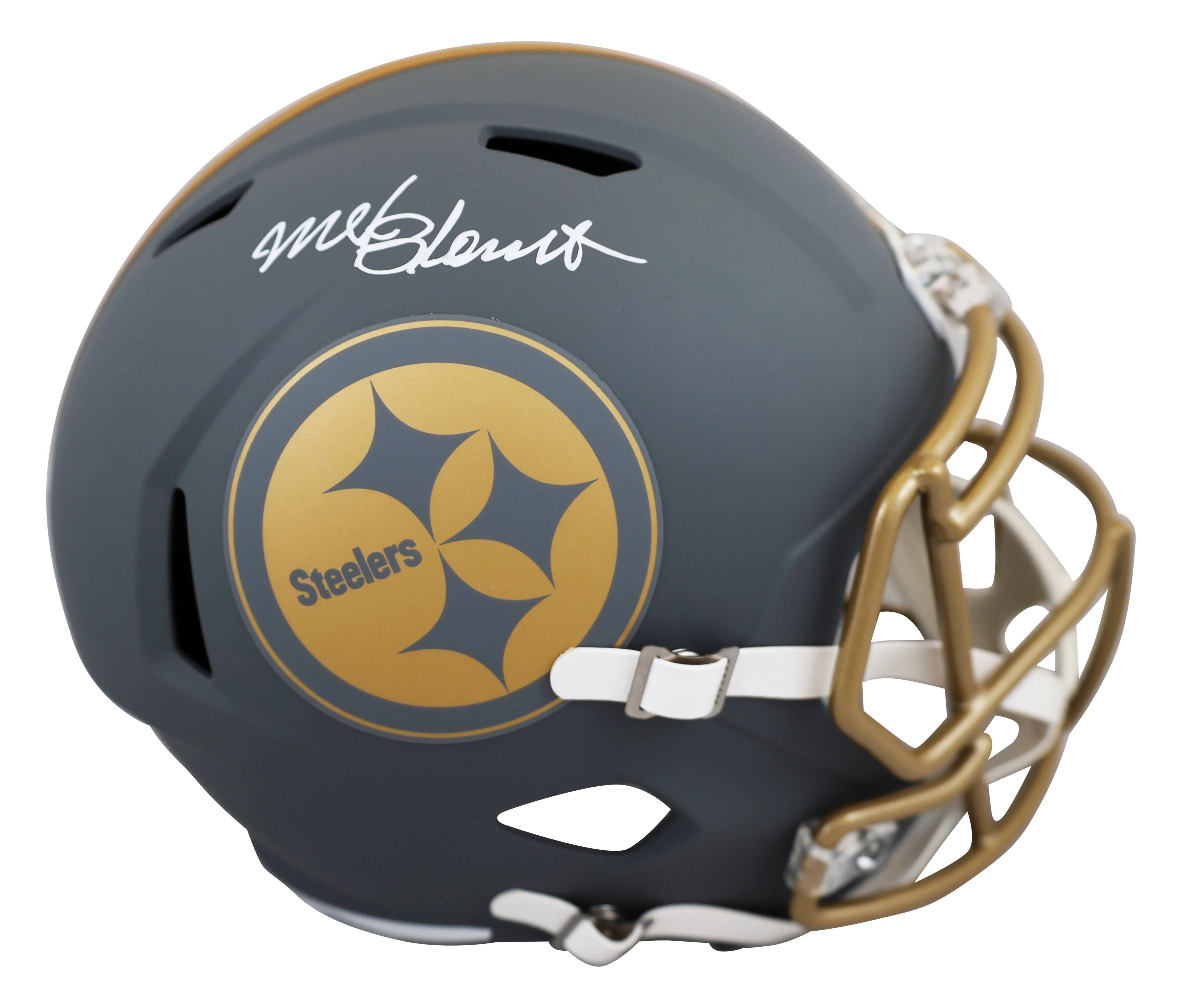 Steelers Mel Blount Signed Slate Full Size Speed Rep Helmet BAS Witnessed - Image 2