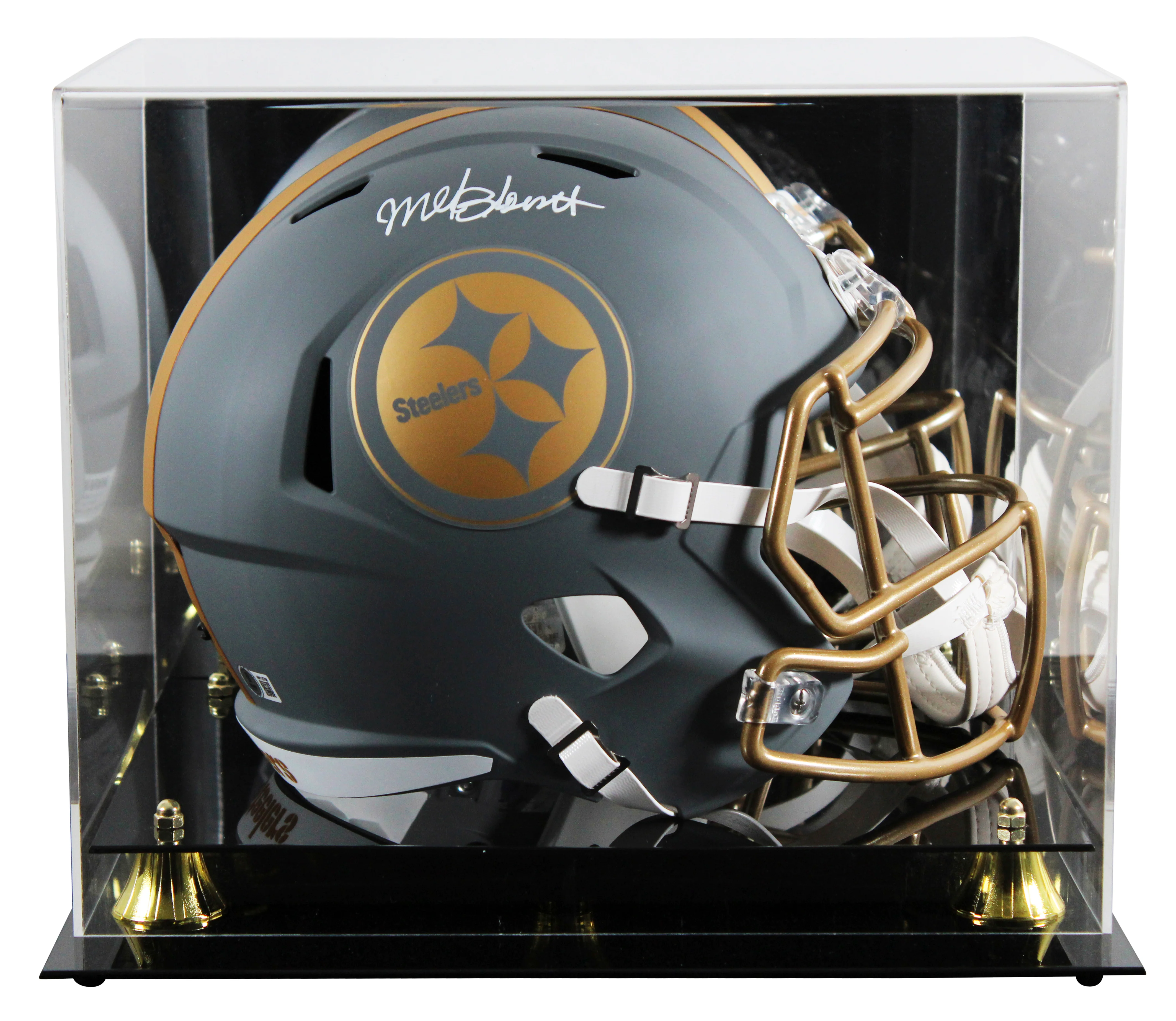 Steelers Mel Blount Signed Slate Full Size Speed Rep Helmet W/ Case BAS Witness - Image 2