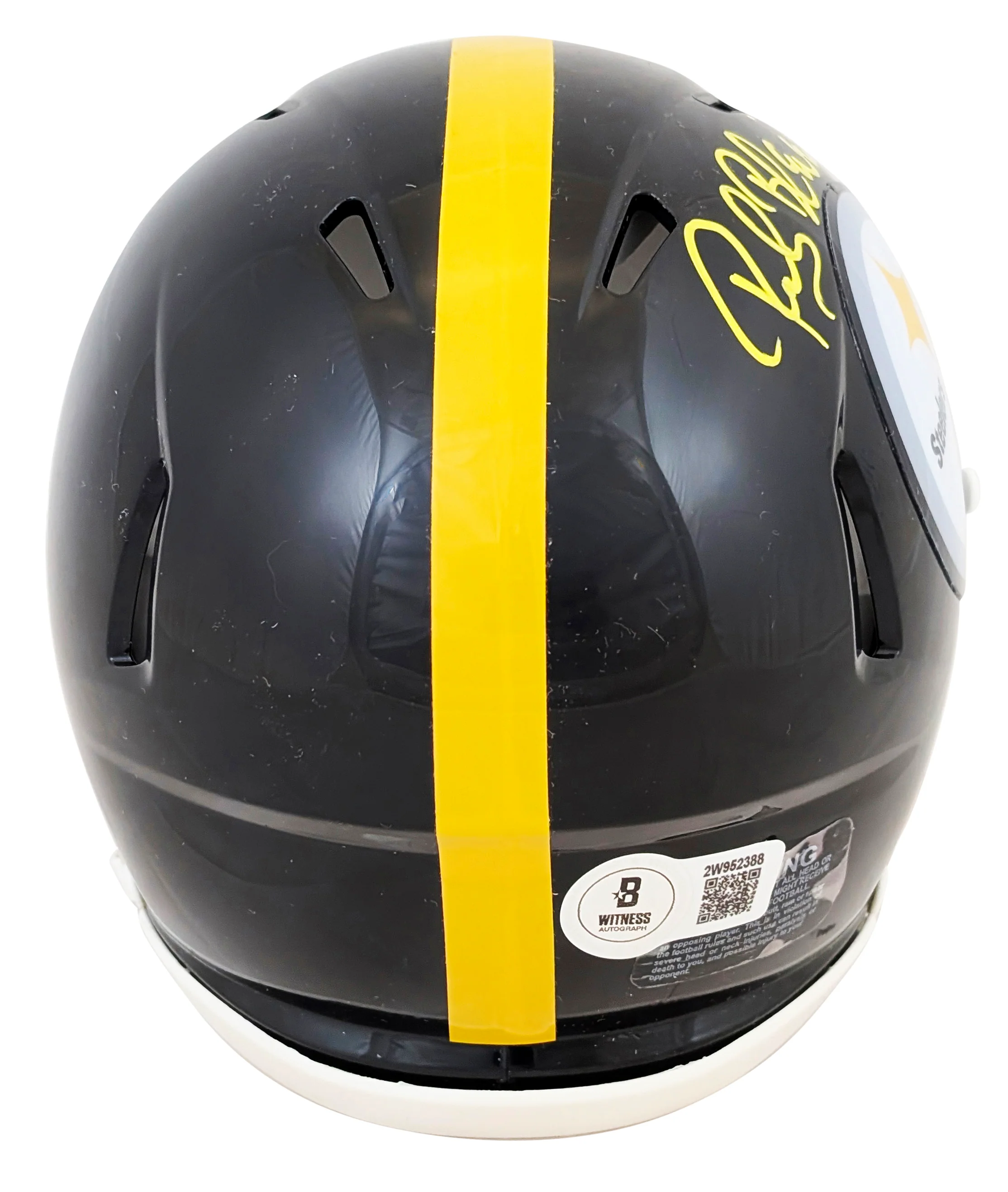 Steelers Rocky Bleier "4x SB Champs" Signed Speed Mini Helmet BAS Witnessed - Image 3