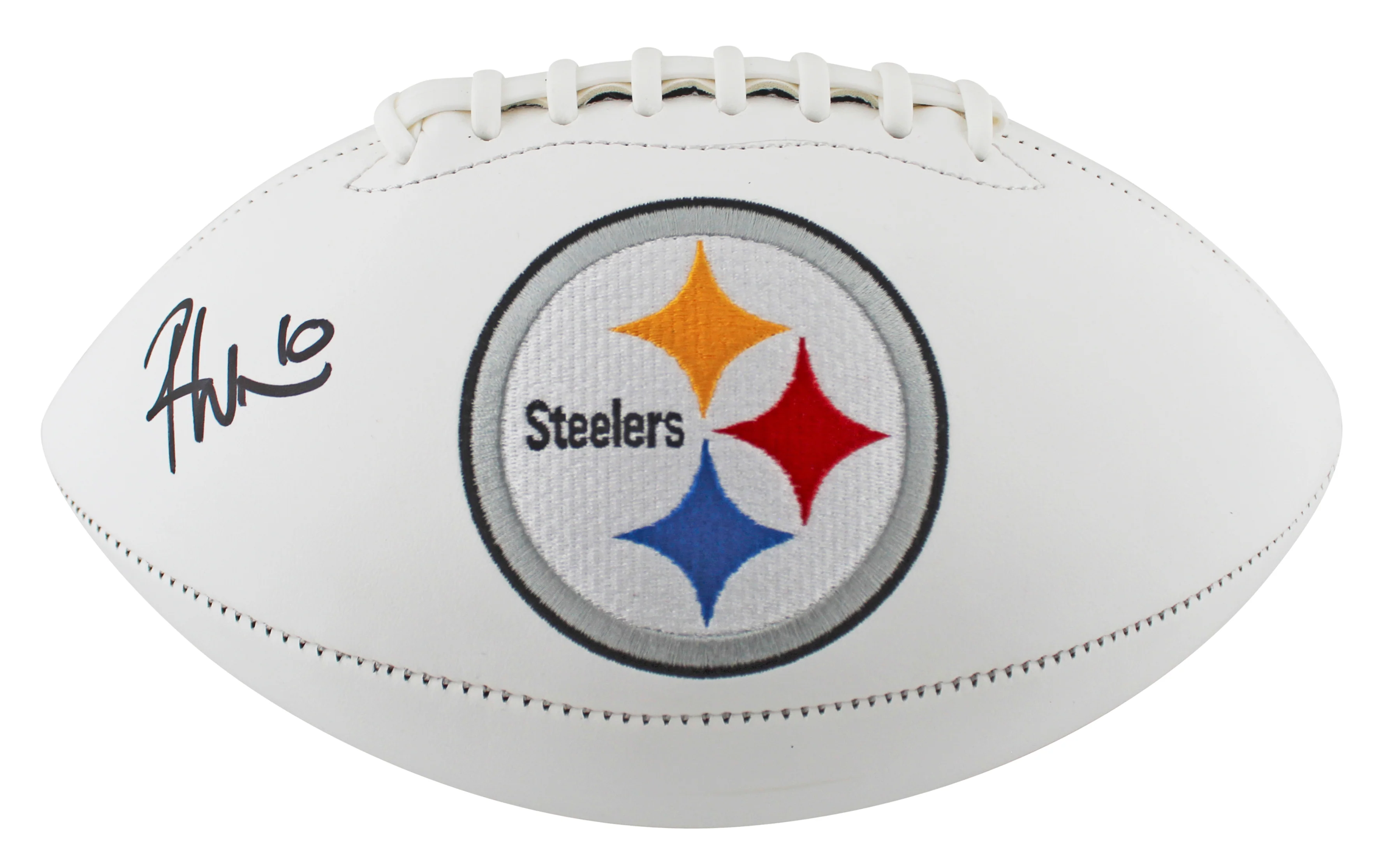 Steelers Roman Wilson Authentic Signed White Panel Logo Football BAS Witnessed - Image 3