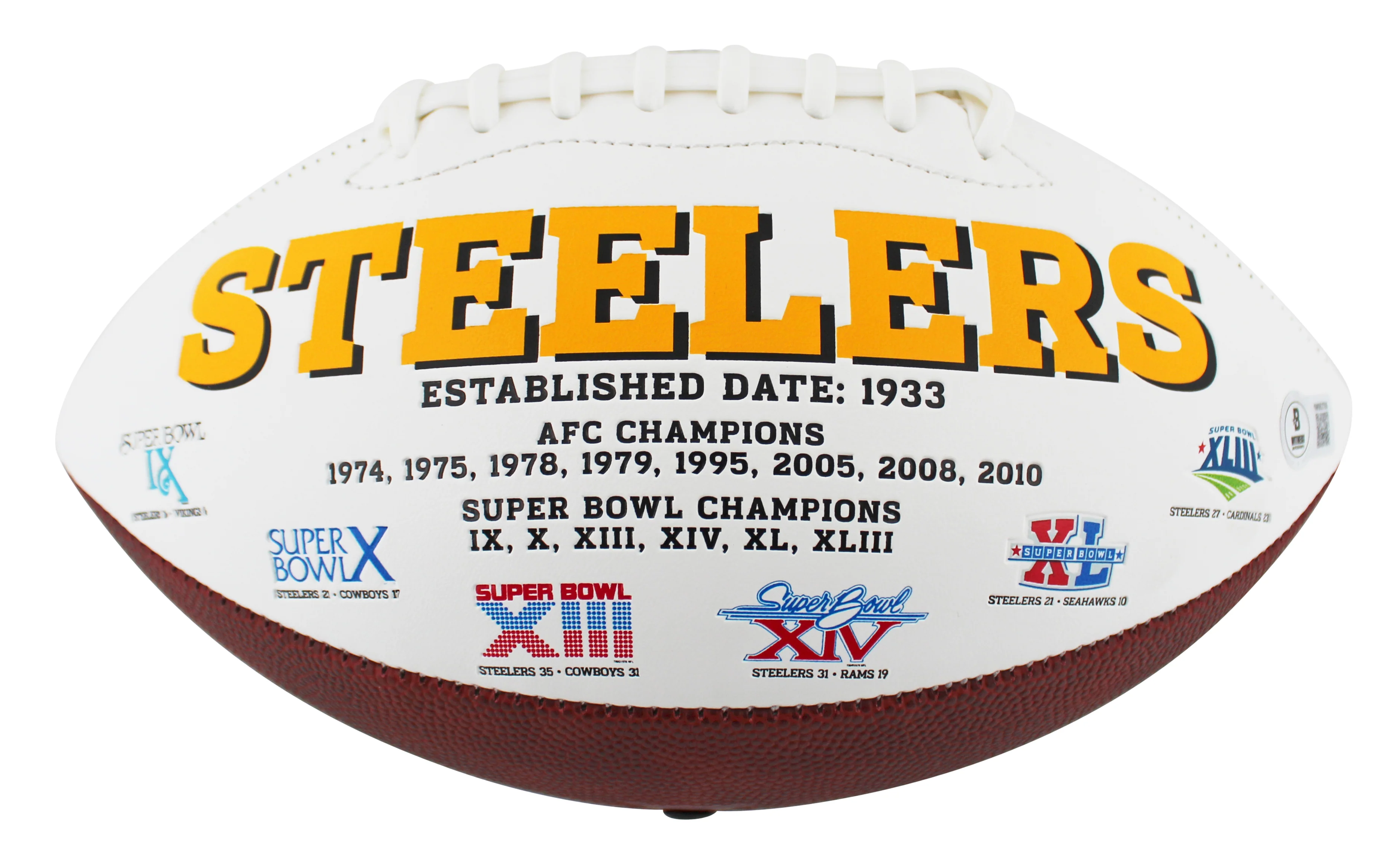 Steelers Roman Wilson Authentic Signed White Panel Logo Football BAS Witnessed - Image 4