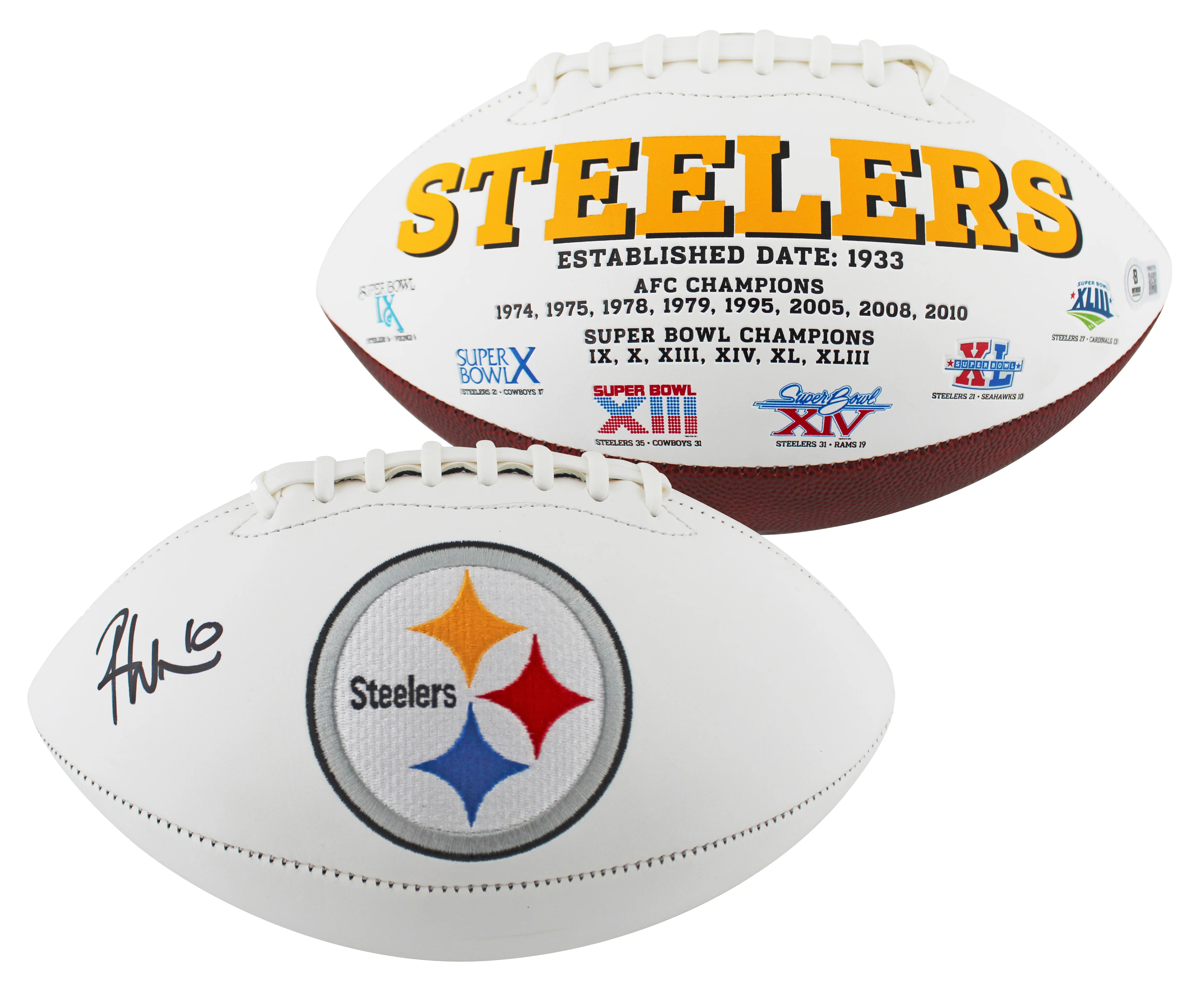Steelers Roman Wilson Signed White Panel Logo Football W/ Case BAS Witnessed - Image 3