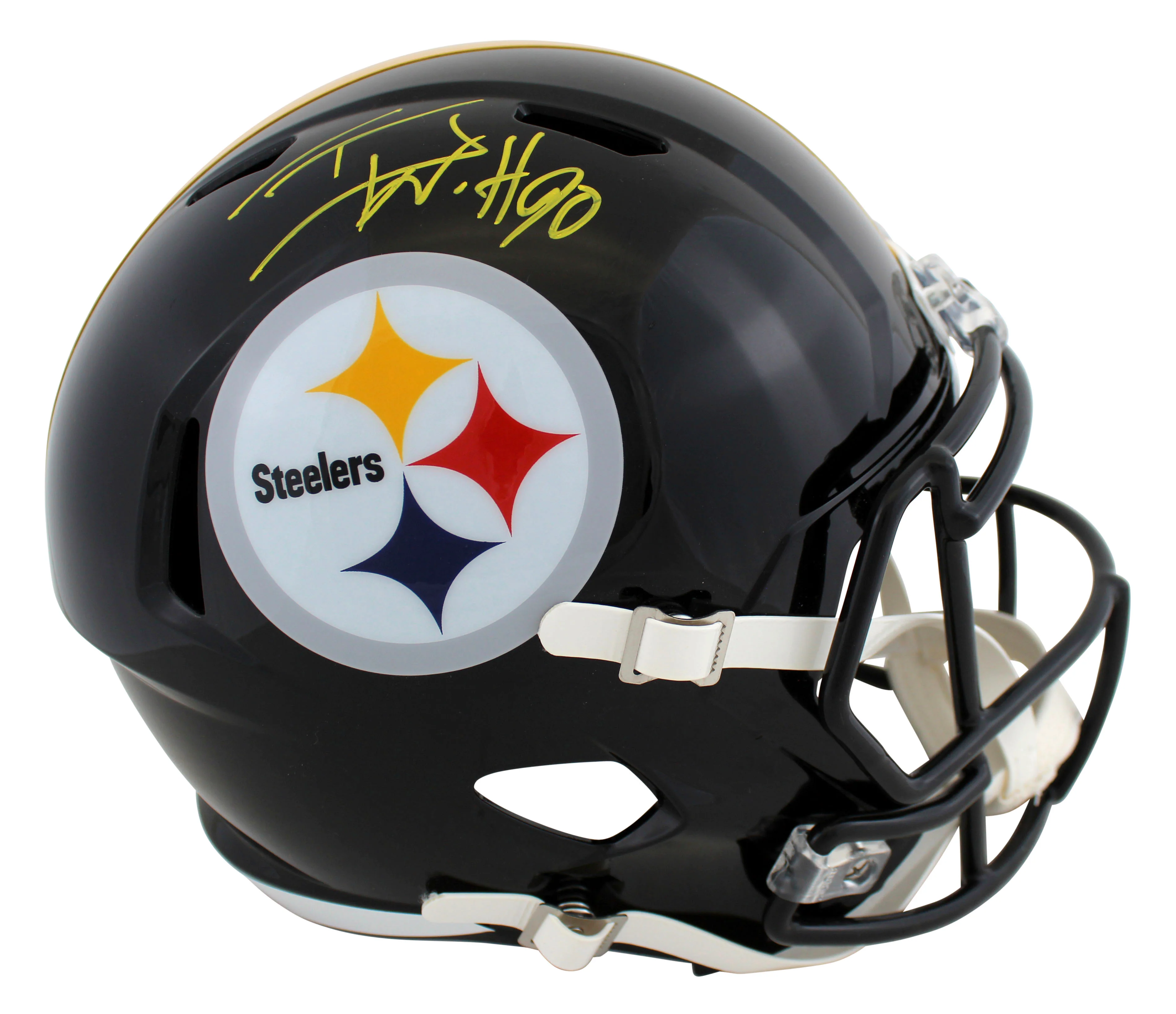 Steelers T.J. Watt Authentic Signed Full Size Speed Rep Helmet JSA Witness - Image 2