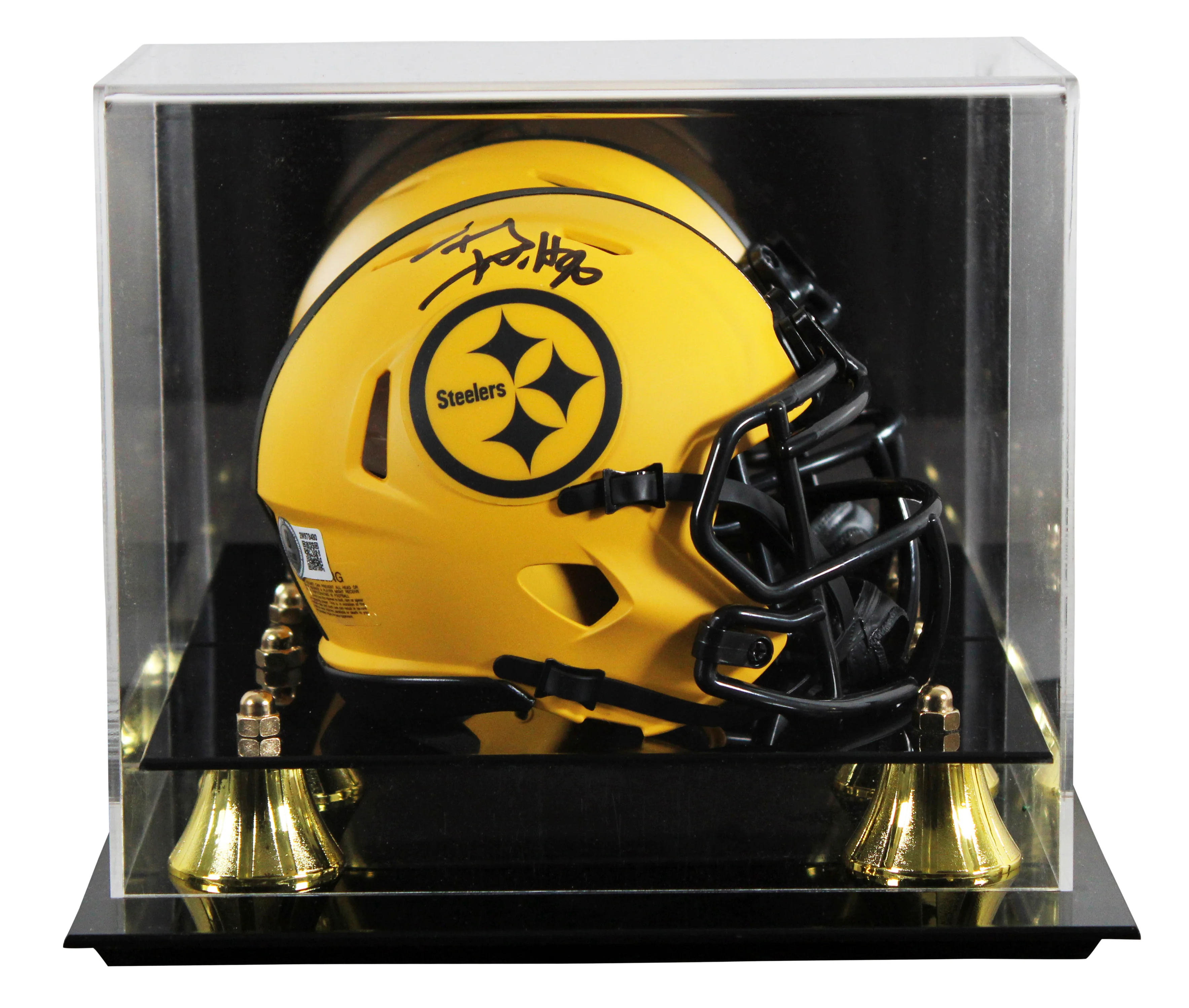 Steelers T.J. Watt Authentic Signed Rave Speed Mini Helmet W/ Case BAS Witnessed - Image 2