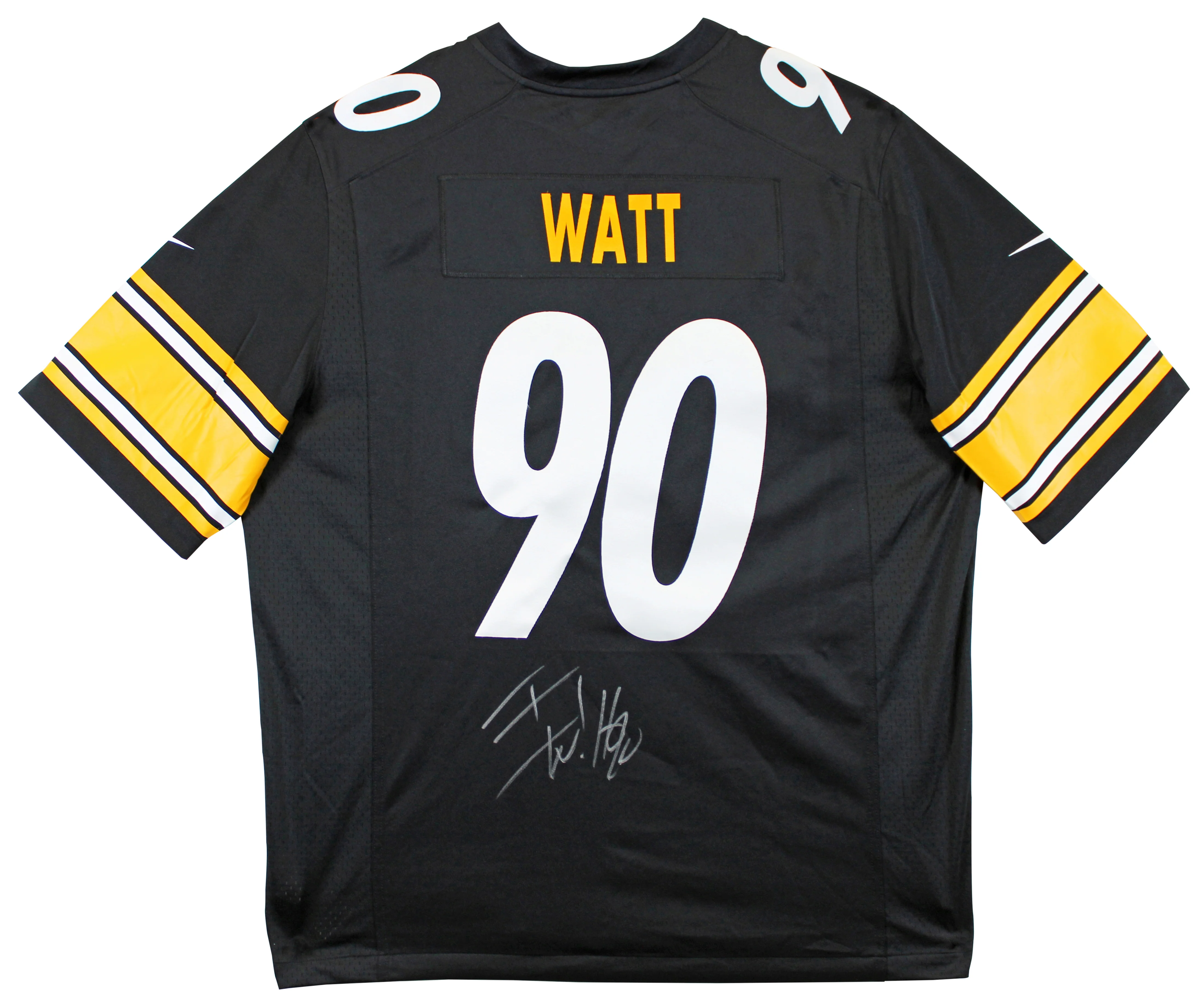 Steelers T.J. Watt Signed Black Nike Limited Jersey w/ Silver Sig BAS Witnessed