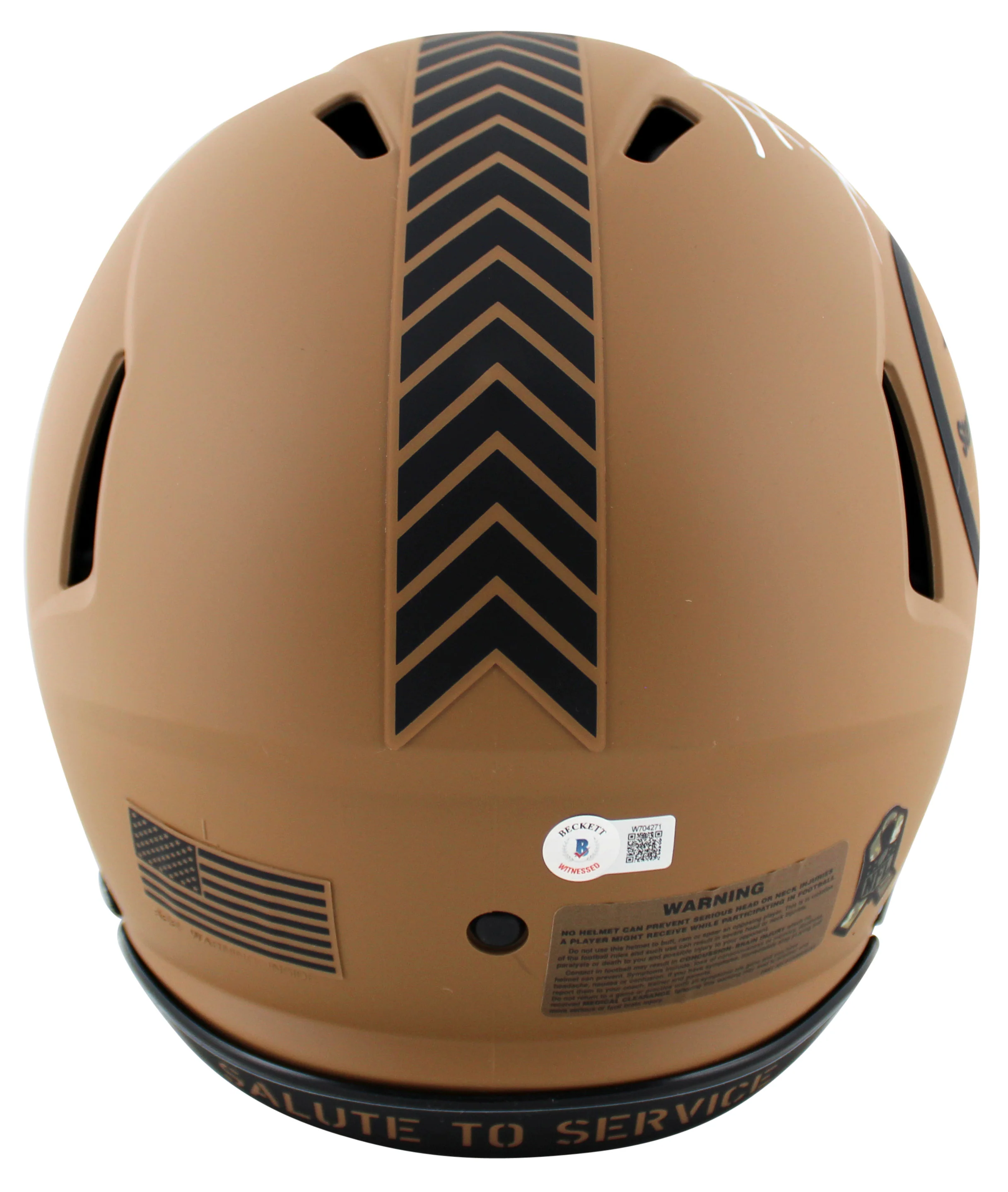 Steelers T.J. Watt Signed Salute To Service II F/S Speed Proline Helmet BAS Wit - Image 3