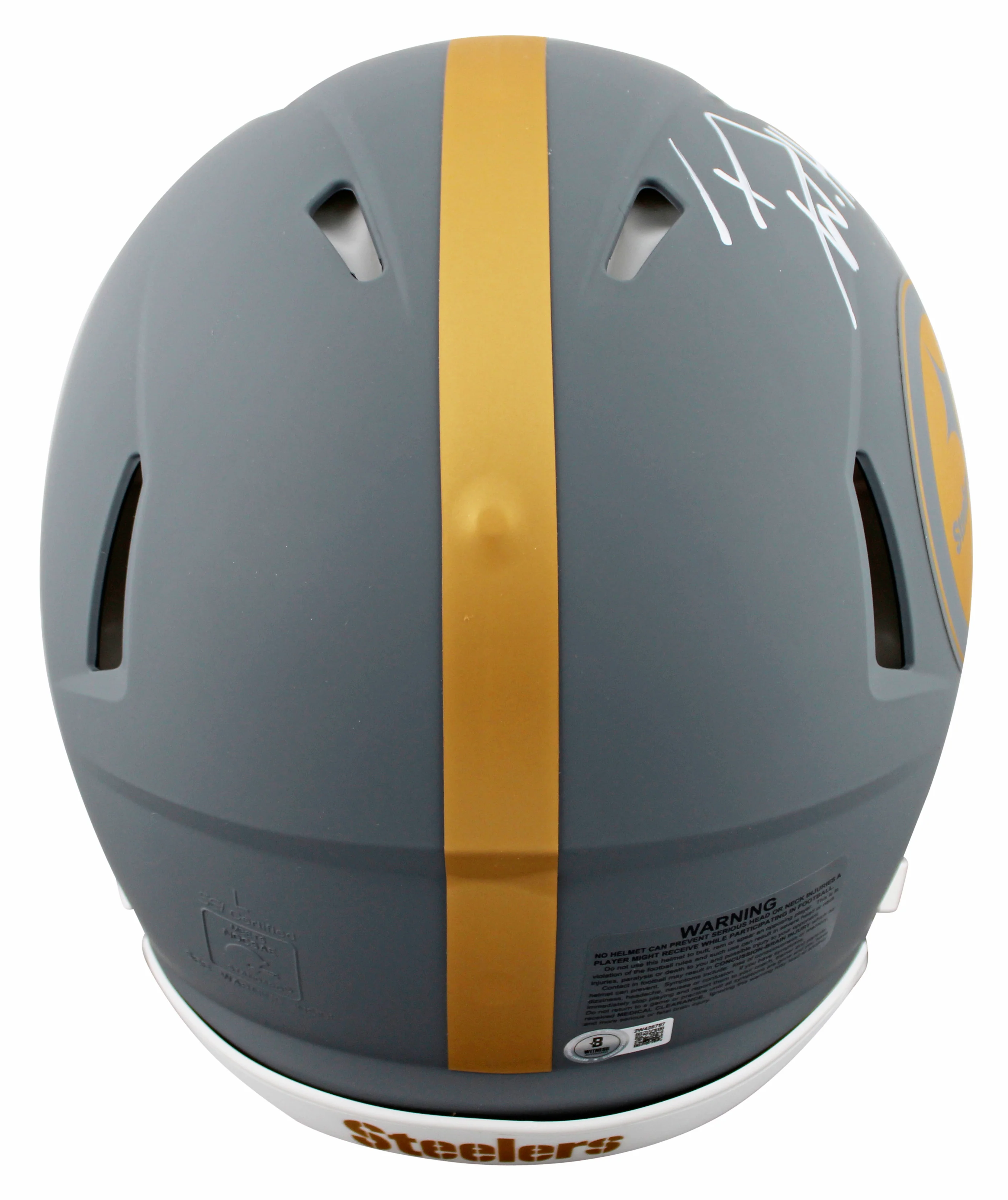 Steelers T.J. Watt Signed Slate Full Size Speed Proline Helmet BAS Witnessed - Image 3