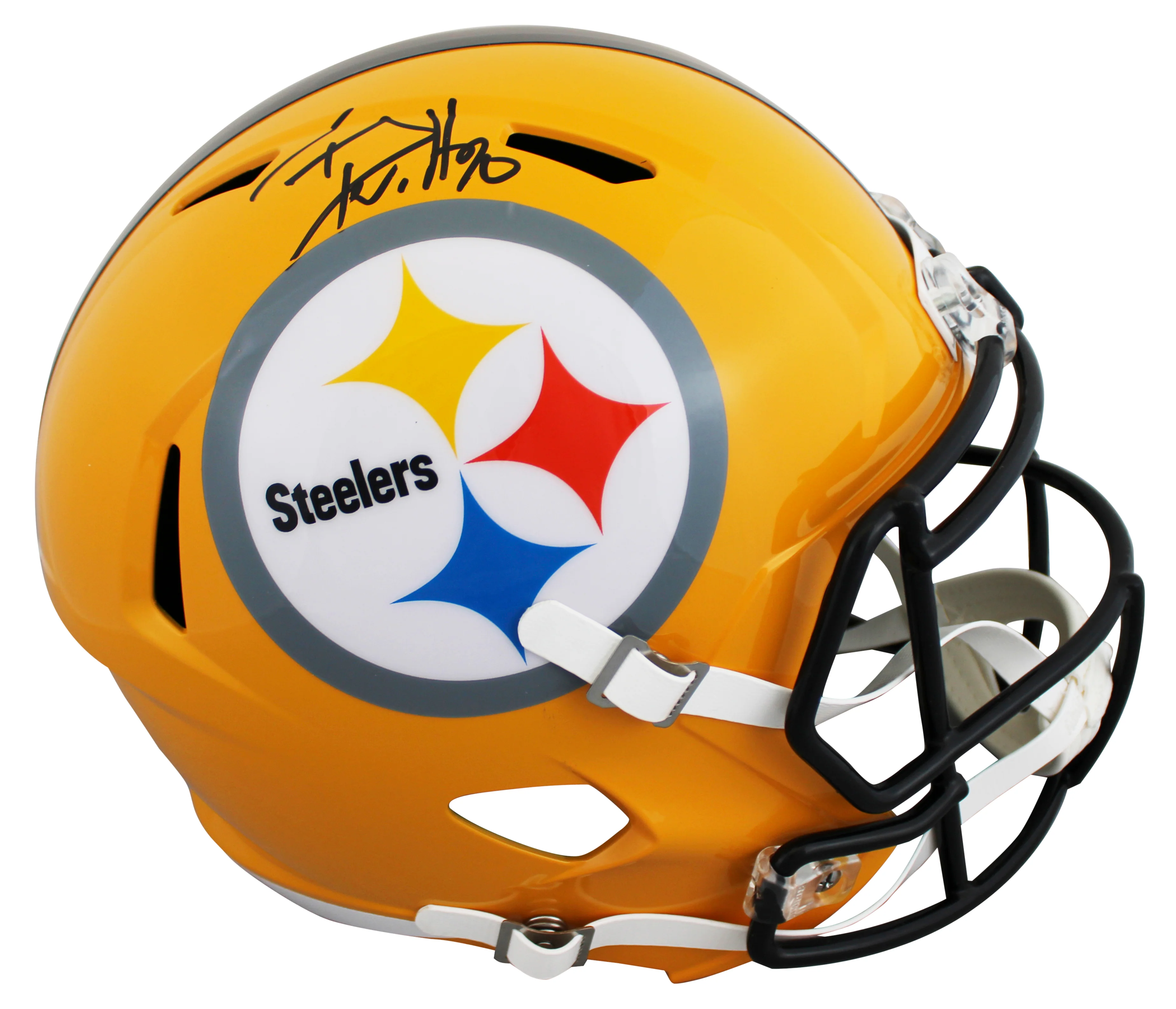 Steelers T.J. Watt Signed Yellow Full Size Speed Rep Helmet W/ Case BAS Witness - Image 3