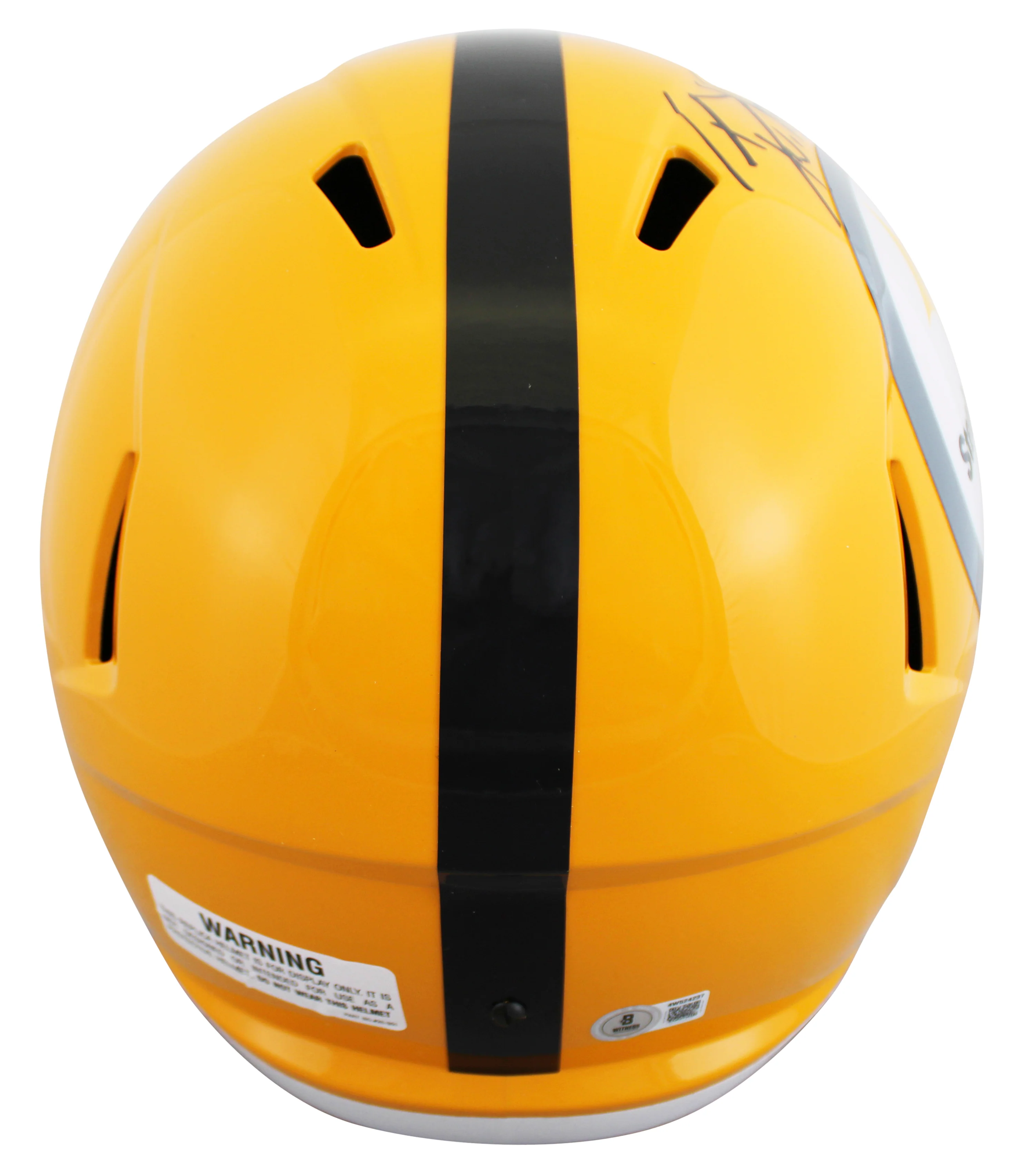 Steelers T.J. Watt Signed Yellow Full Size Speed Rep Helmet W/ Case BAS Witness - Image 4