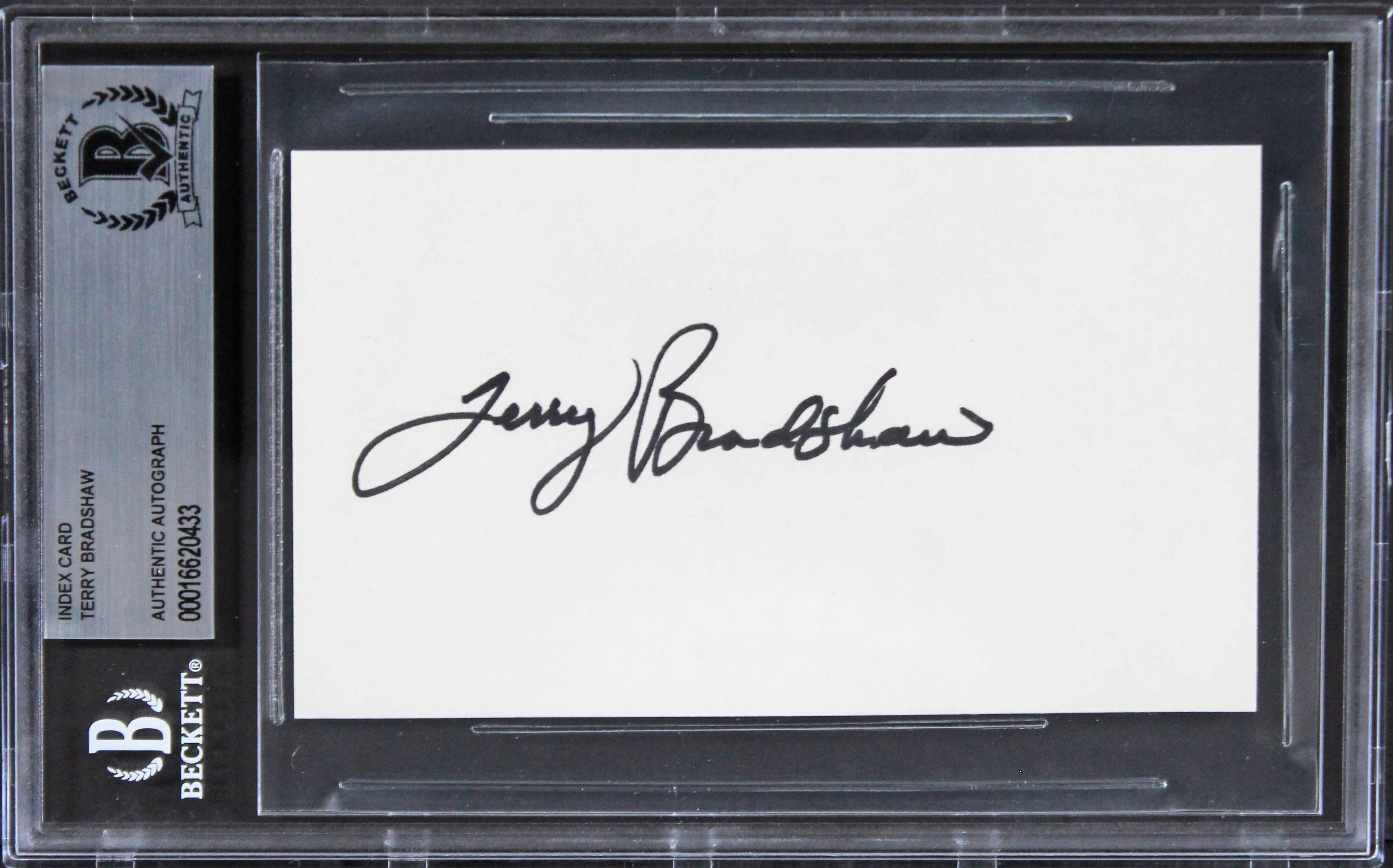 Steelers Terry Bradshaw Authentic Signed 3x5 Index Card Autographed BAS Slabbed - Image 2