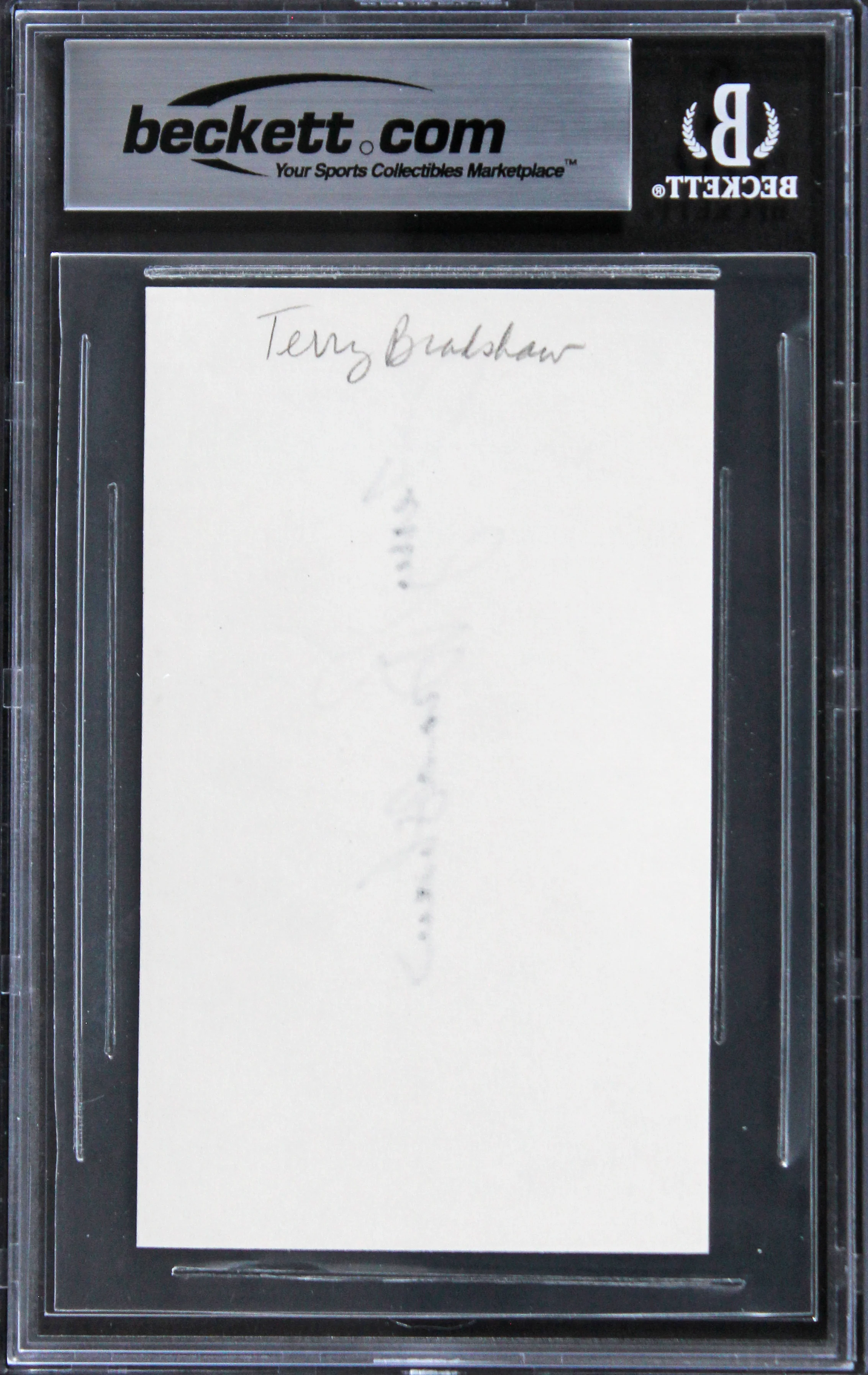 Steelers Terry Bradshaw Authentic Signed 3x5 Index Card Autographed BAS Slabbed - Image 3