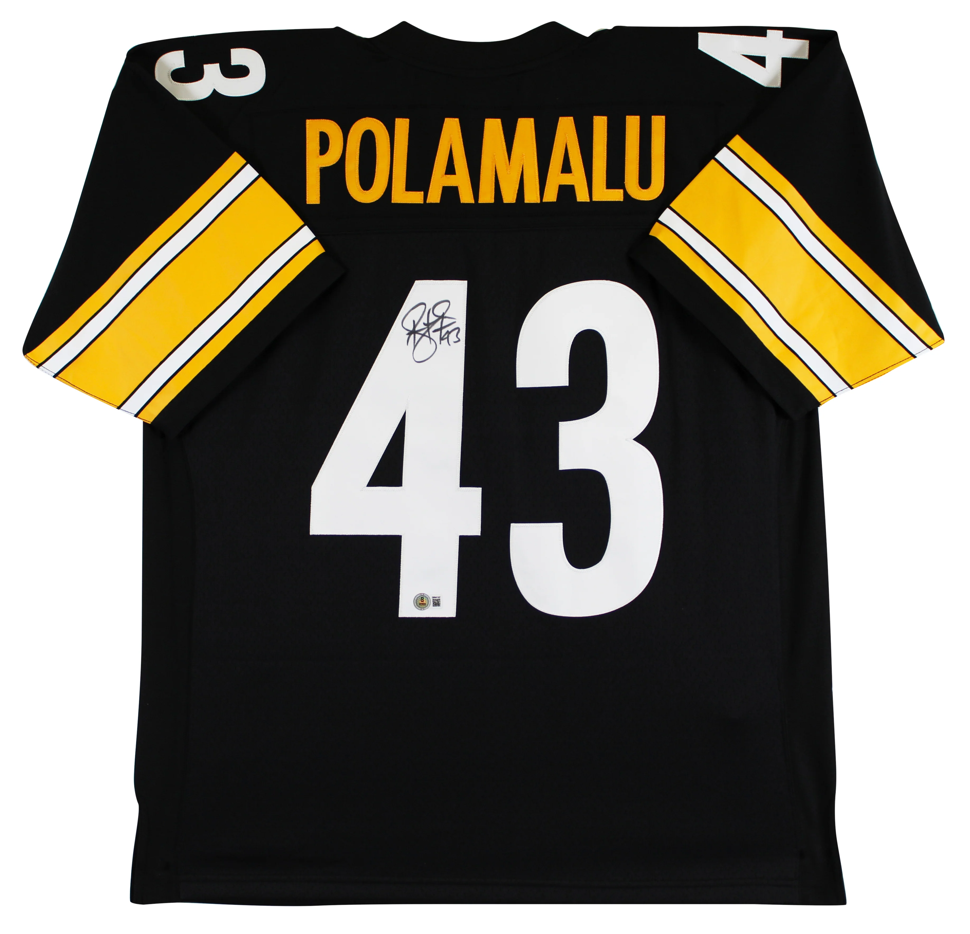 Steelers Troy Polamalu Authentic Signed Black Mitchell & Ness Jersey BAS Witness - Image 2