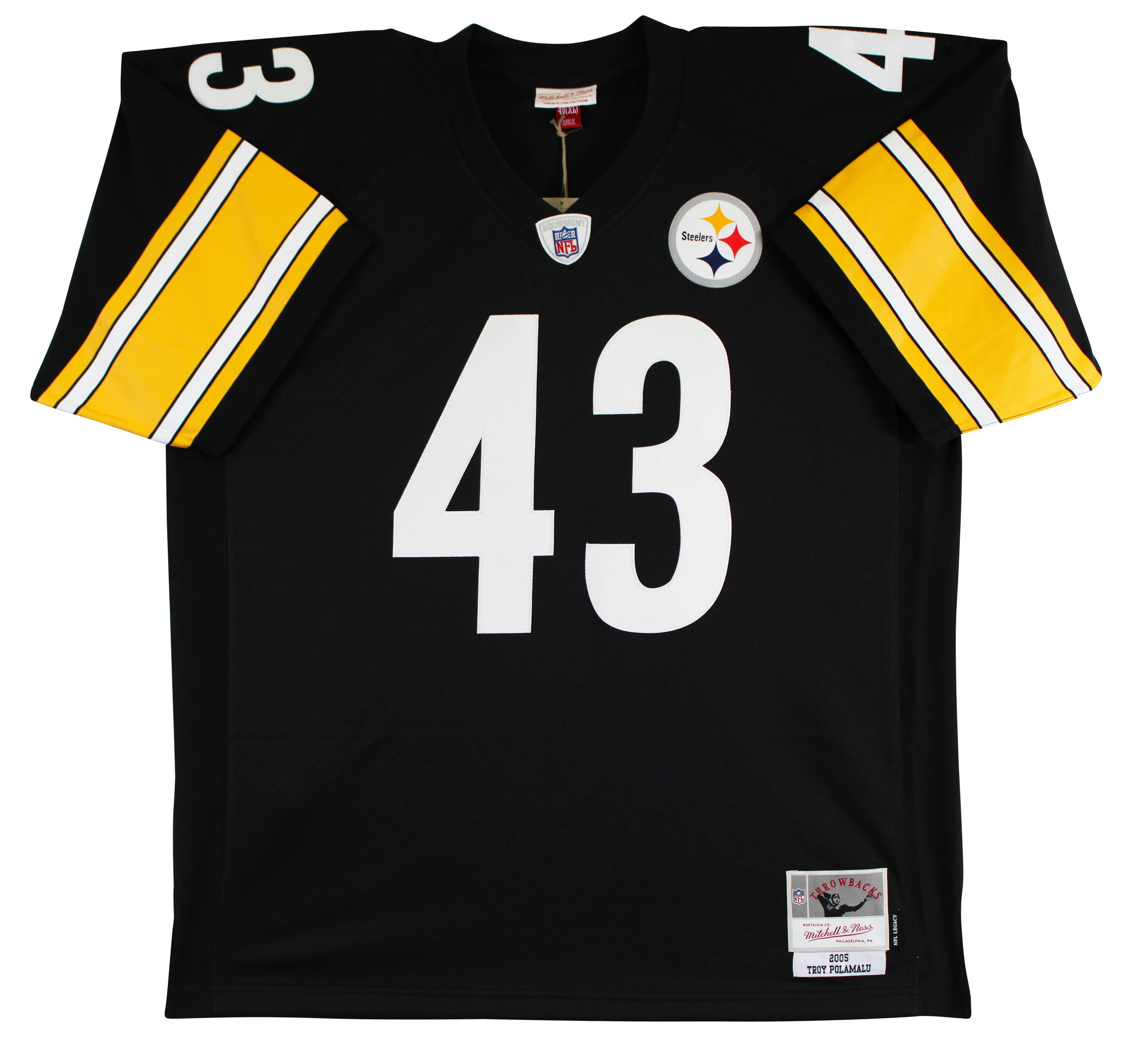 Steelers Troy Polamalu Authentic Signed Black Mitchell & Ness Jersey BAS Witness - Image 4