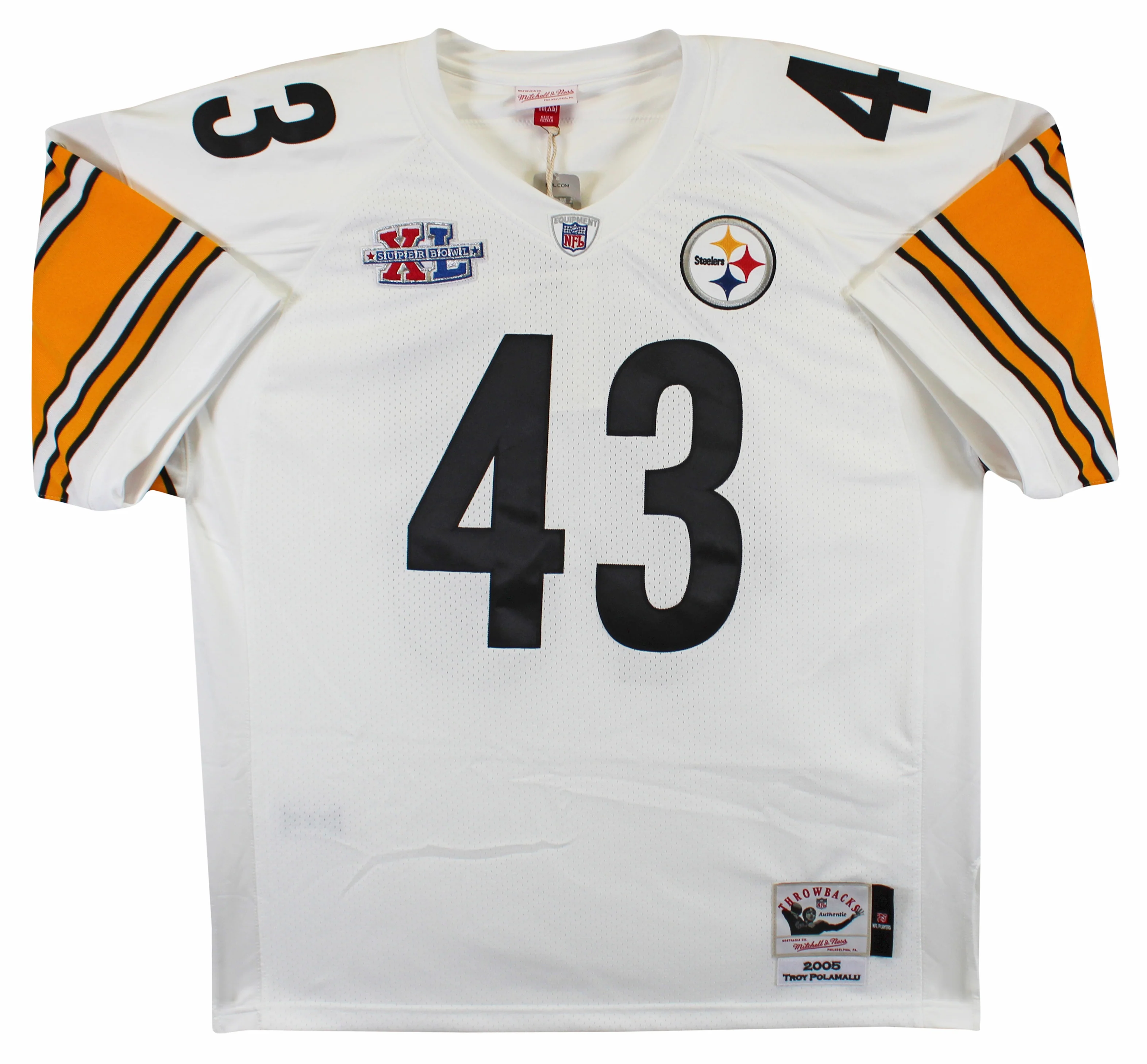 Steelers Troy Polamalu Authentic Signed White Mitchell & Ness Jersey BAS Witness - Image 4