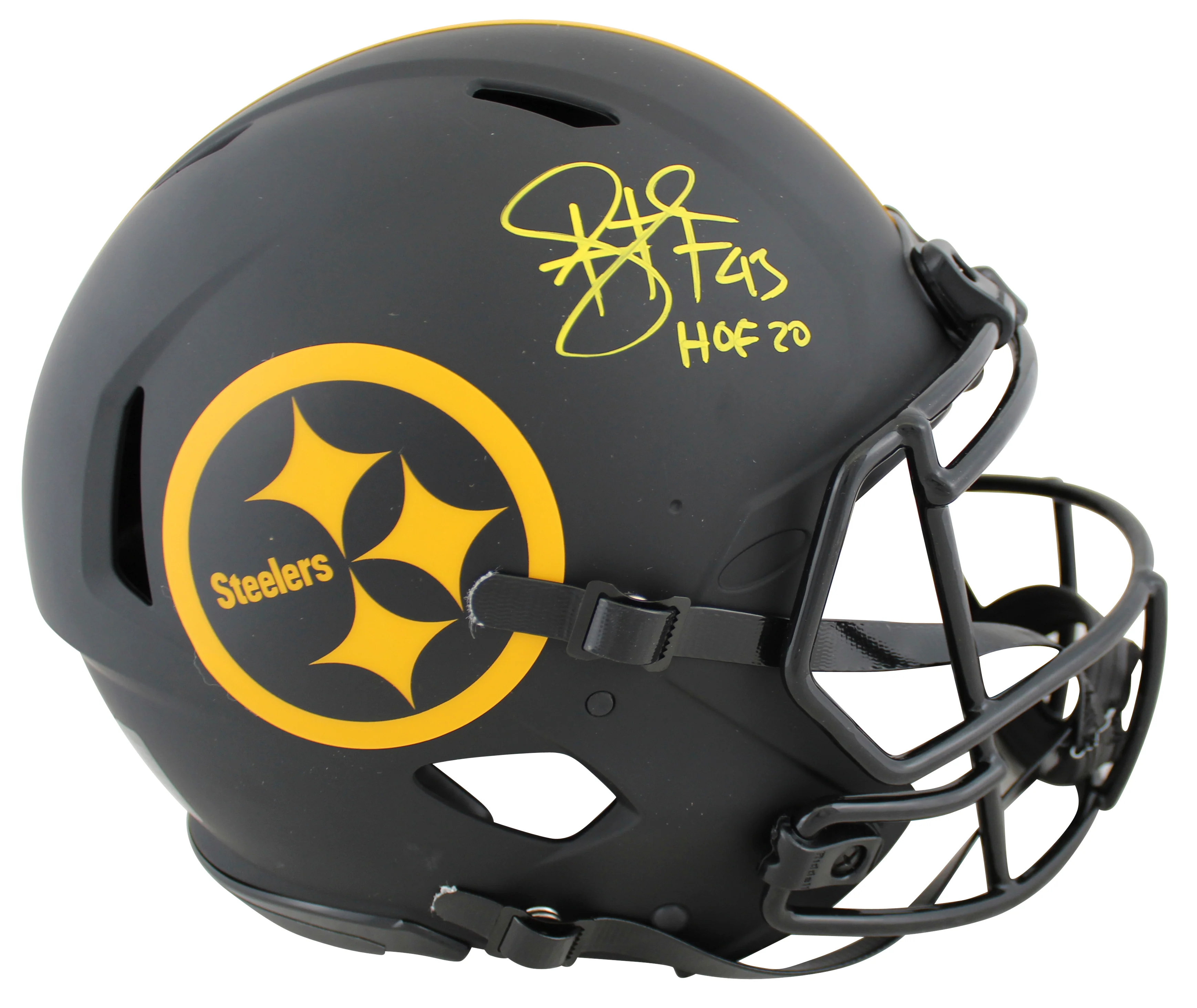 Steelers Troy Polamalu "HOF 20" Signed Eclipse F/S Speed Proline Helmet BAS Wit - Image 2
