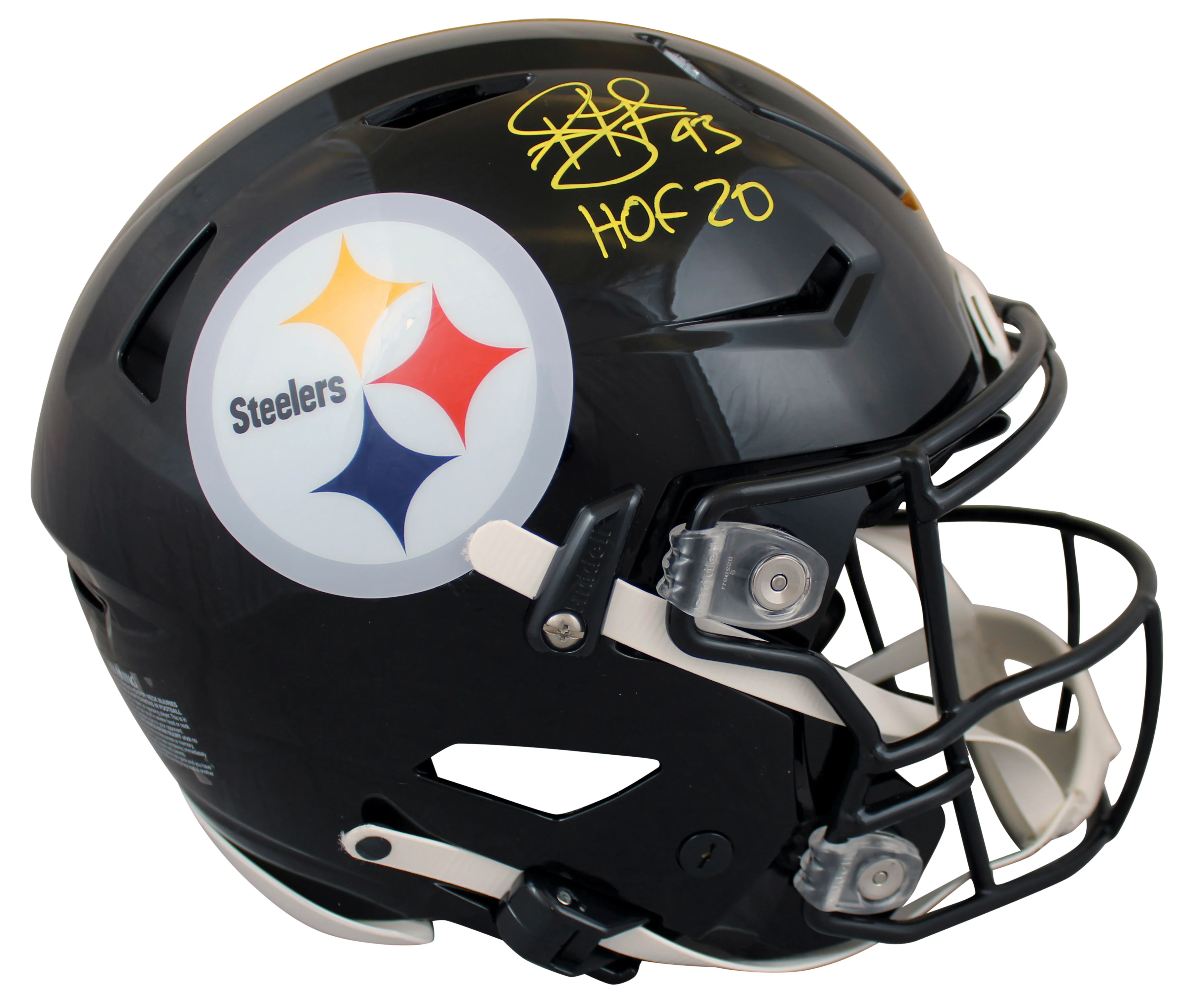 Steelers Troy Polamalu "HOF 20" Signed Speed Flex Full Size Helmet BAS Witnessed - Image 2