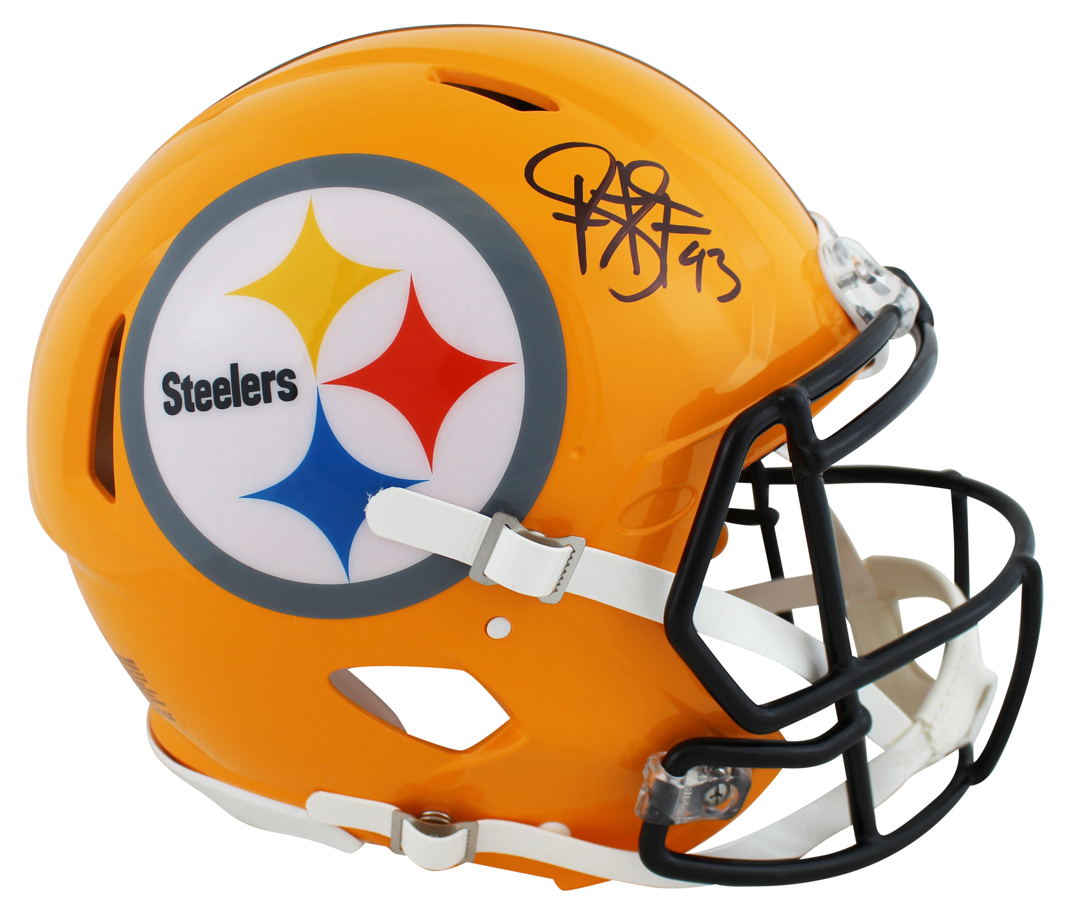 Steelers Troy Polamalu Signed Yellow Full Size Speed Proline Helmet BAS Witness - Image 2