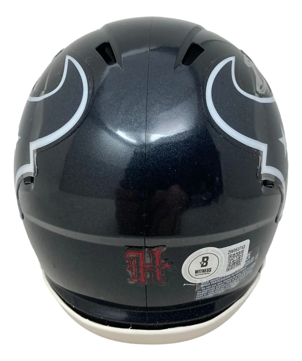 Stefon Diggs Signed Houston Texans Mini Speed Helmet BAS - Image 2