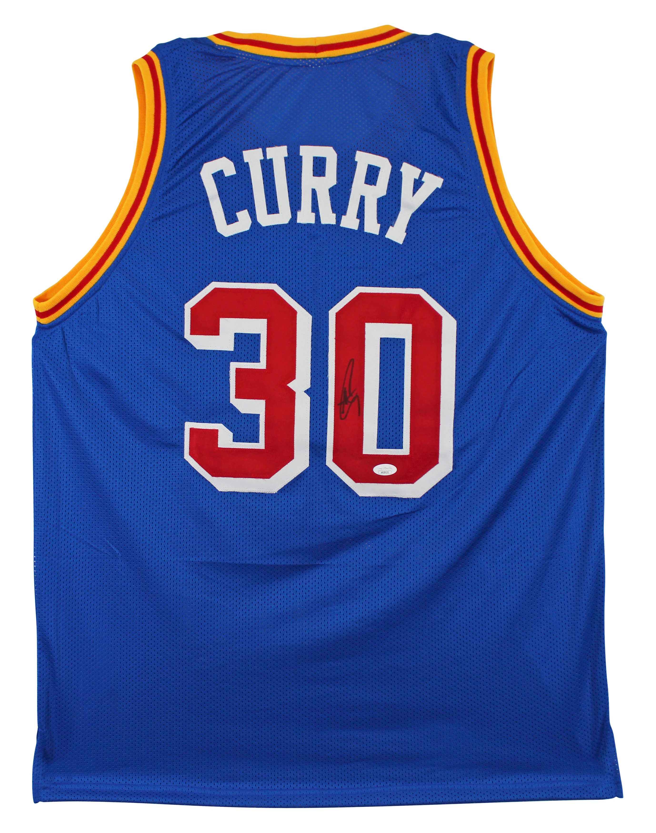 Stephen Curry Authentic Signed Blue Pro Style Jersey w/ Red #'s Autographed JSA - Image 2