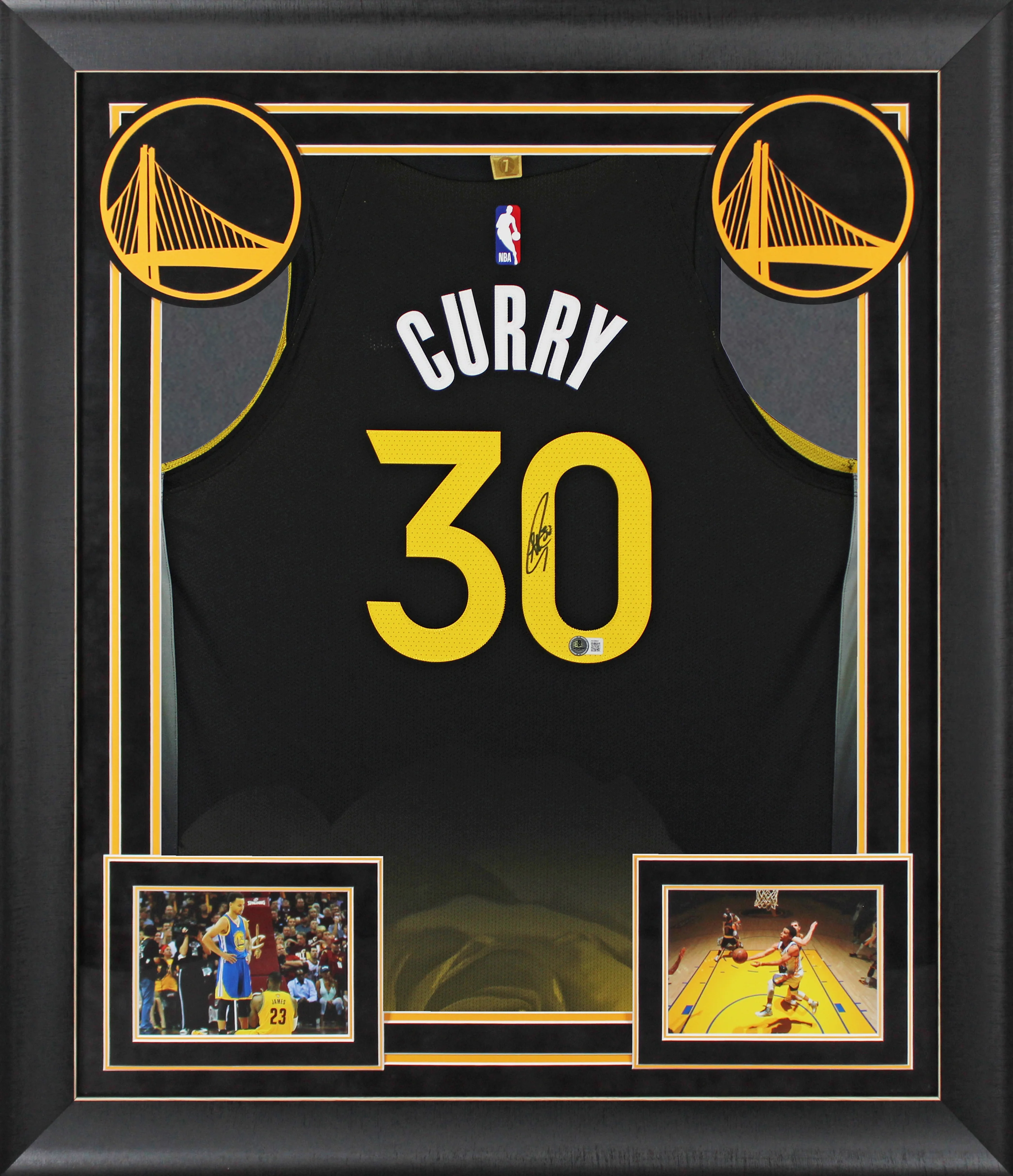 Stephen Curry Signed Black Nike Rose City Edition Authentic Framed Jersey BAS - Image 2