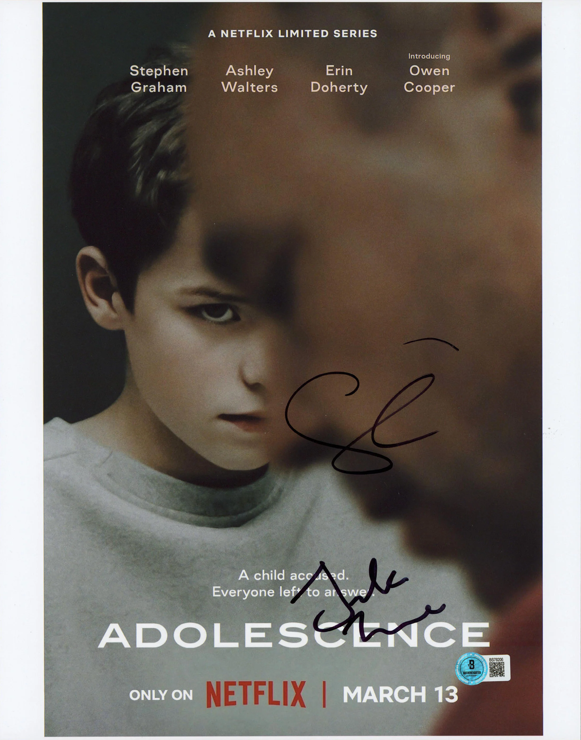 Stephen Graham & Jack Thorne Adolescence Signed 11x14 Vertical Photo BAS BS78206 - Image 2
