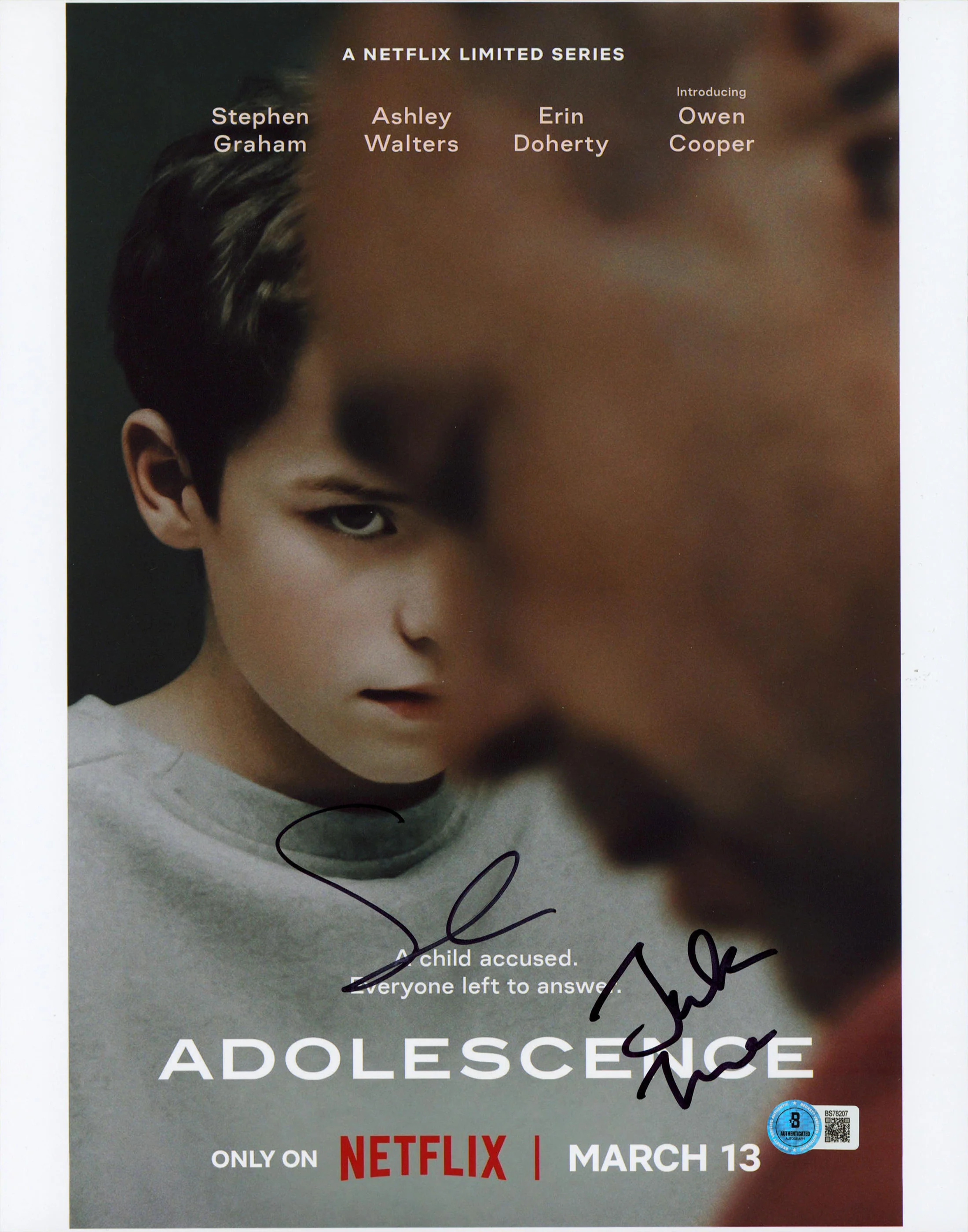 Stephen Graham & Jack Thorne Adolescence Signed 11x14 Vertical Photo BAS BS78207
