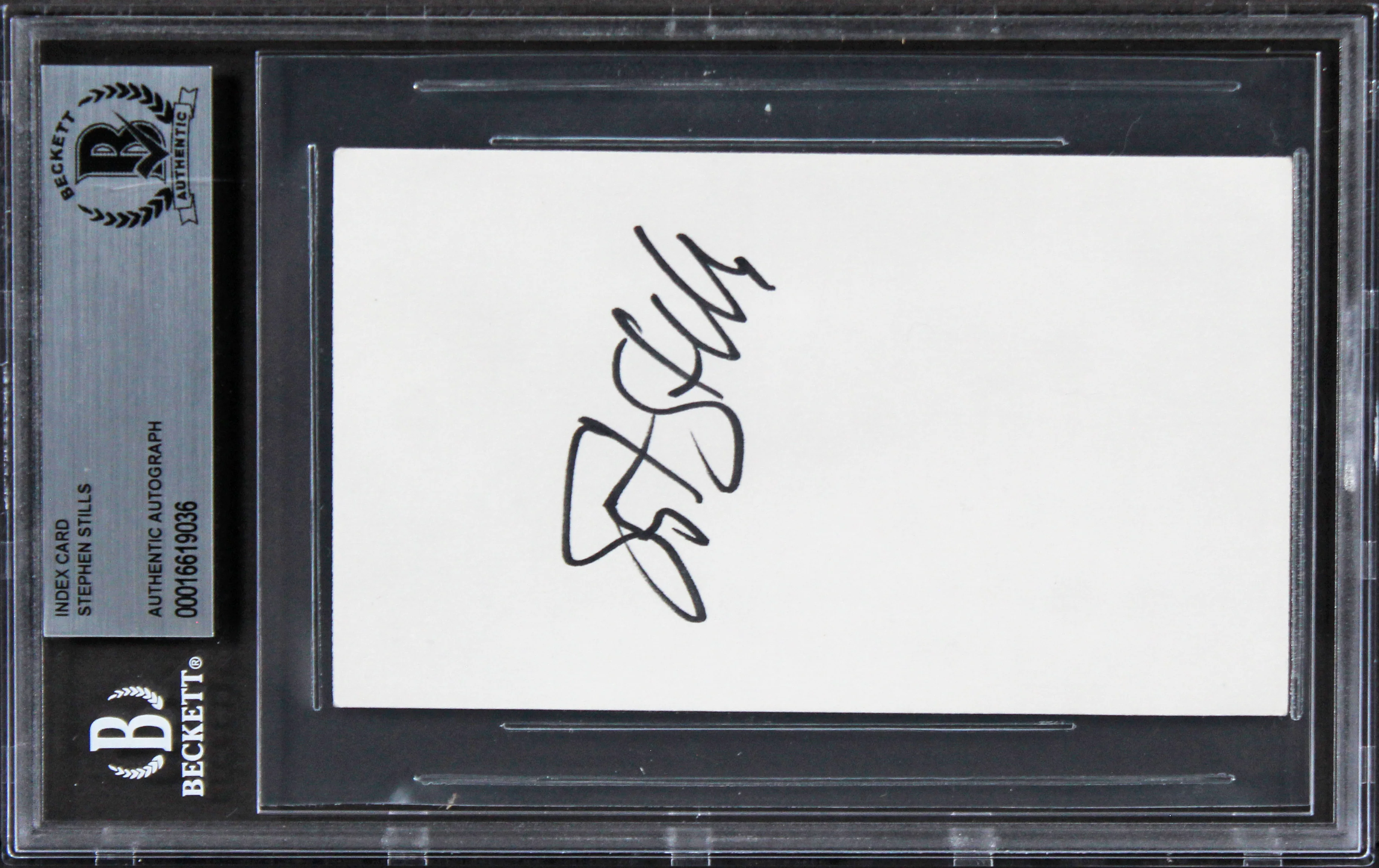 Stephen Stills Buffalo Springfield Authentic Signed 3x5 Index Card BAS Slabbed 1 - Image 2