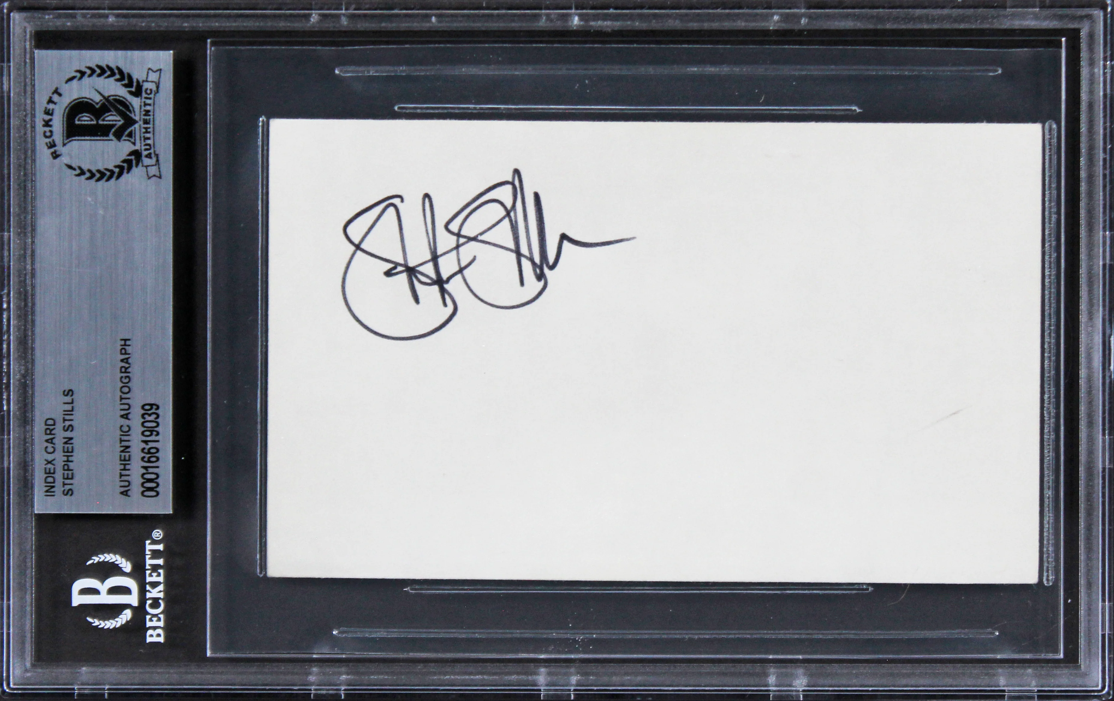 Stephen Stills Buffalo Springfield Authentic Signed 3x5 Index Card BAS Slabbed 2 - Image 2