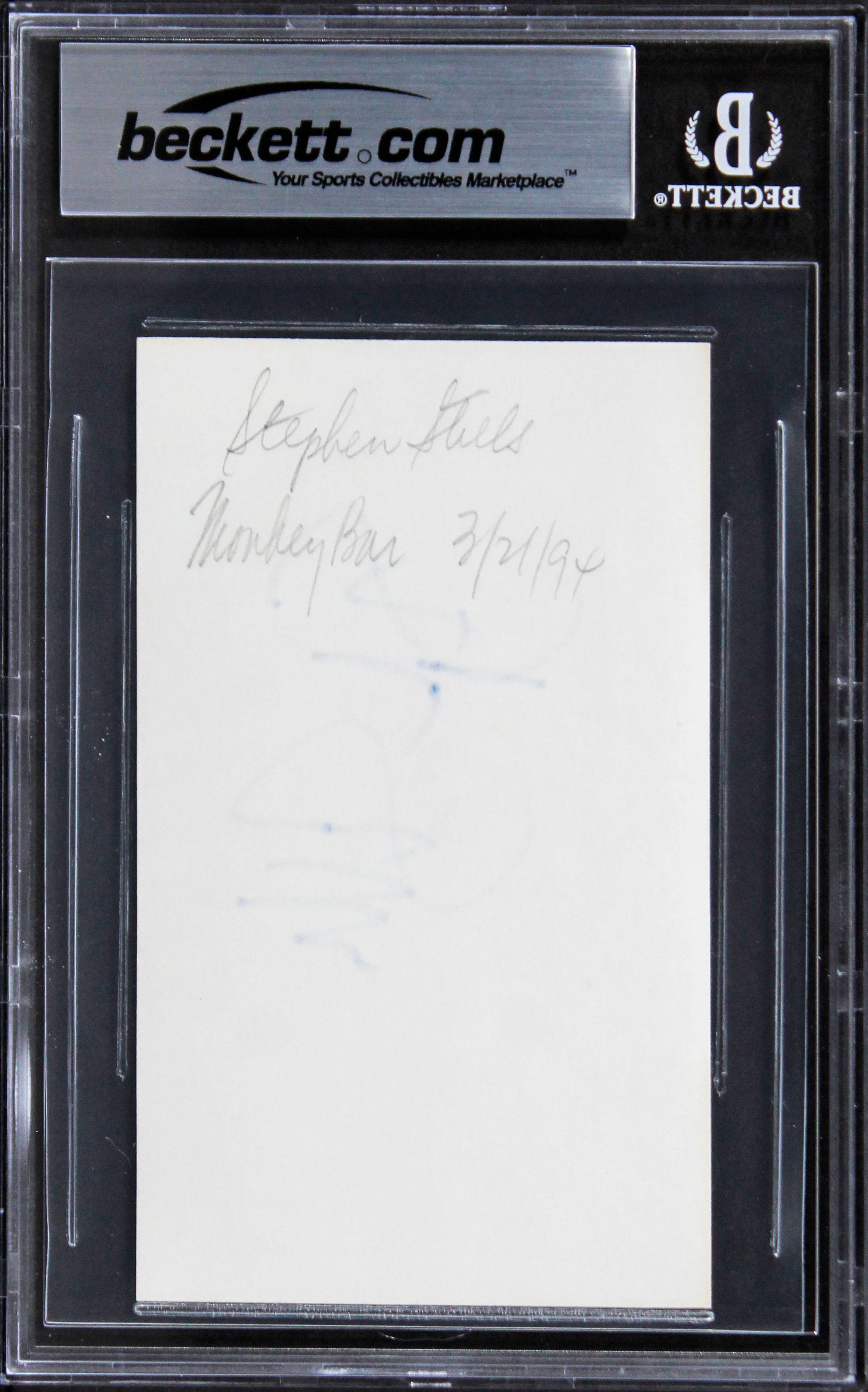 Stephen Stills Buffalo Springfield Authentic Signed 3x5 Index Card BAS Slabbed 3 - Image 3