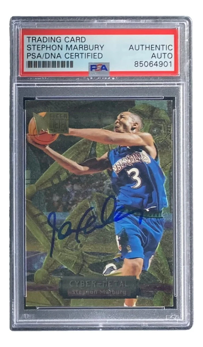 Stephon Marbury Signed 1997 Fleer #9 Timberwolves Rookie Card PSA/DNA - Image 4