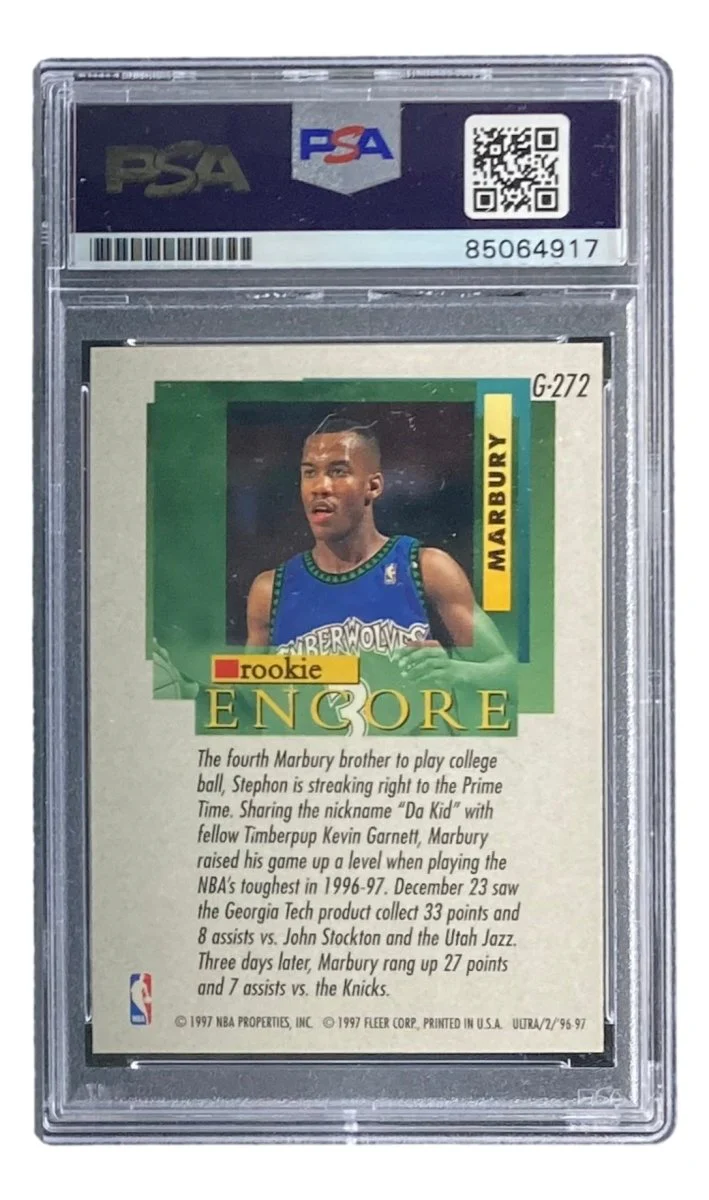 Stephon Marbury Signed 1997 Fleer #G-272 Timberwolves Rookie Card PSA/DNA - Image 2