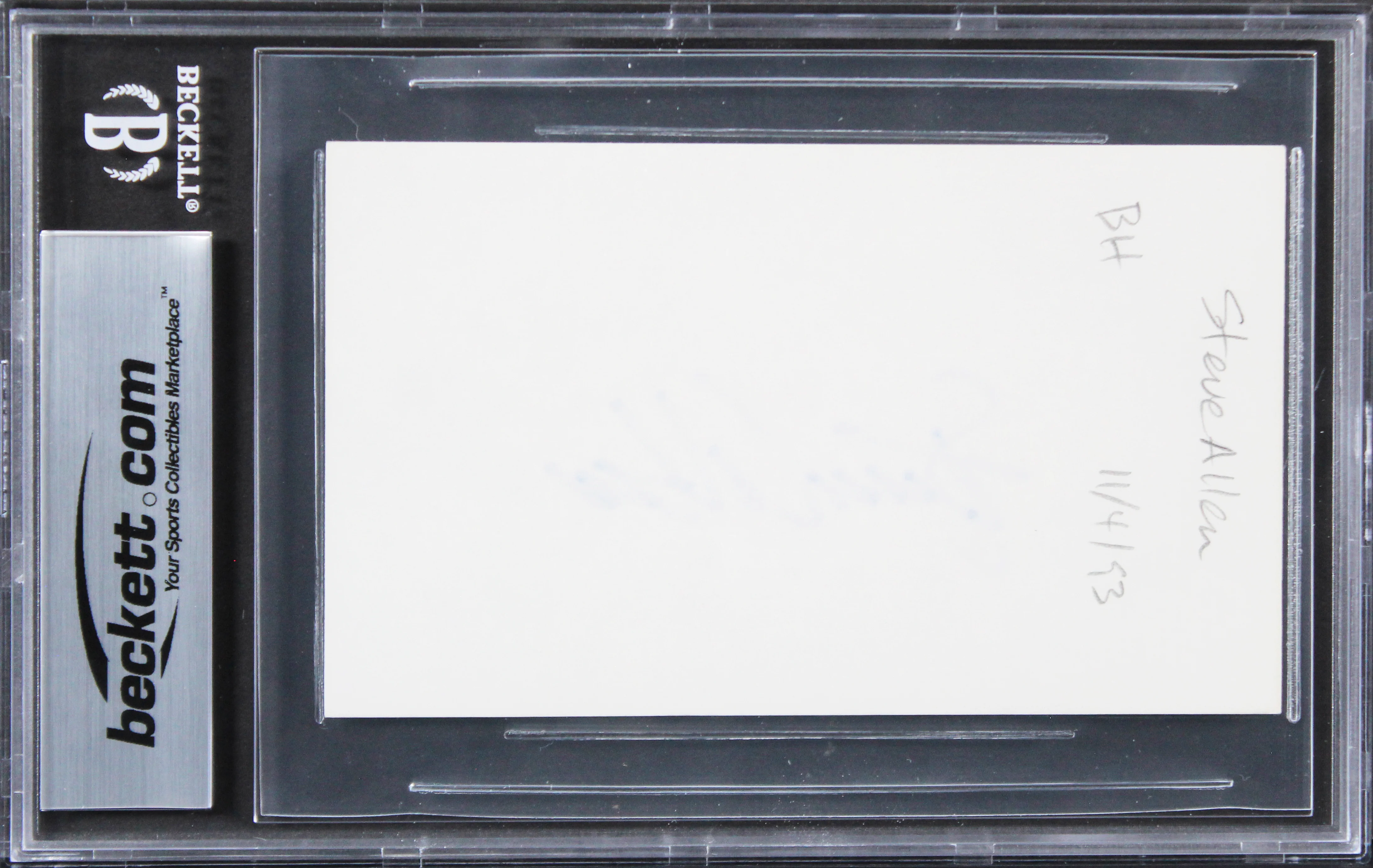 Steve Allen The Tonight Show Authentic Signed 3x5 Index Card BAS Slabbed - Image 3