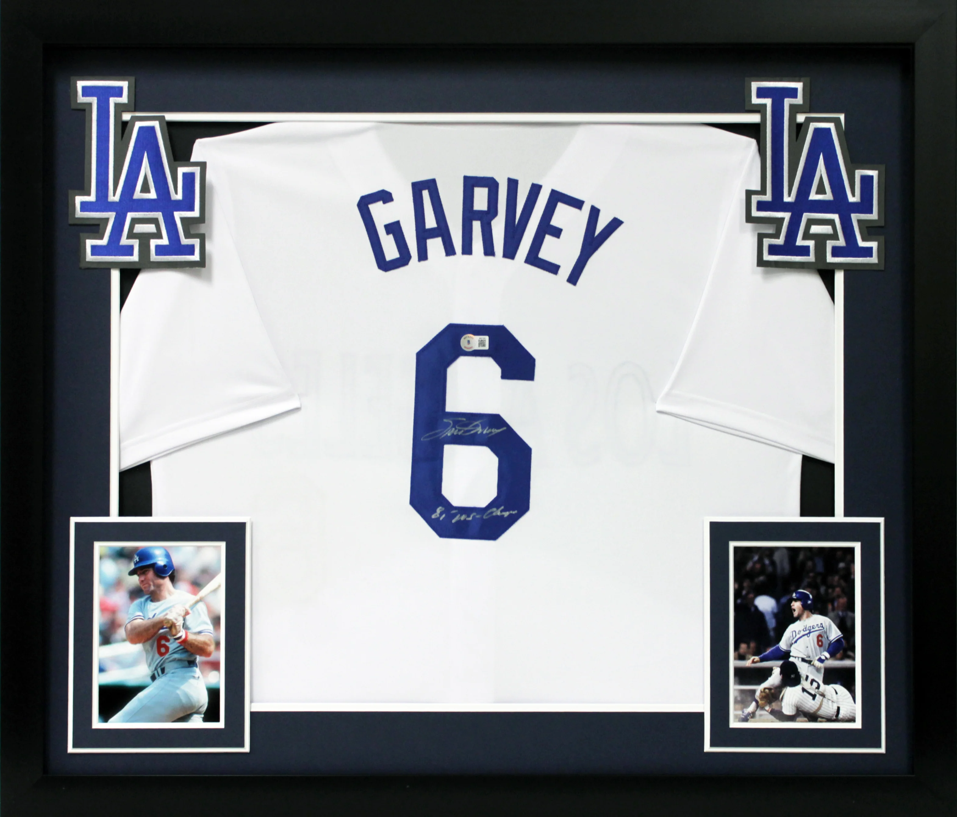 Steve Garvey "81 WS Champs" Signed White Pro Style Framed Jersey BAS Witnessed - Image 2