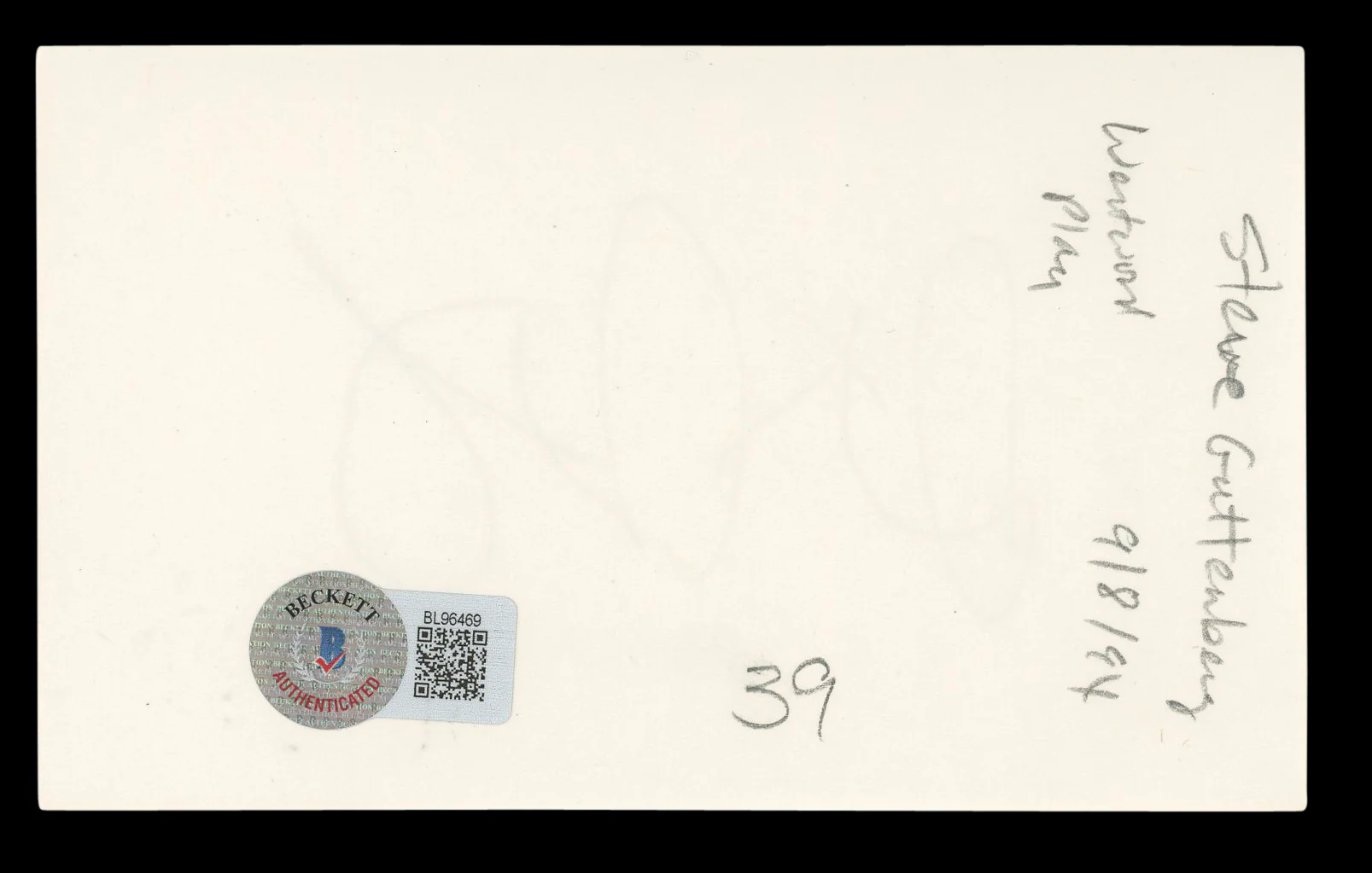 Steve Guttenberg Police Academy Authentic Signed 3x5 Index Card BAS #BL96469 - Image 3