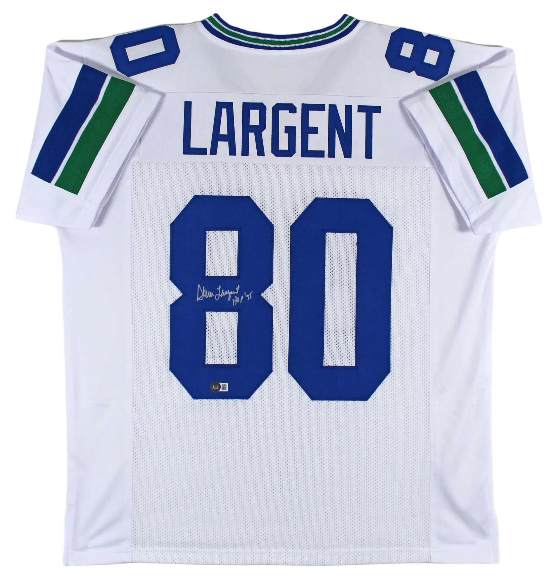 Steve Largent "HOF 95" Authentic Signed White Pro Style Jersey BAS Witnessed - Image 2