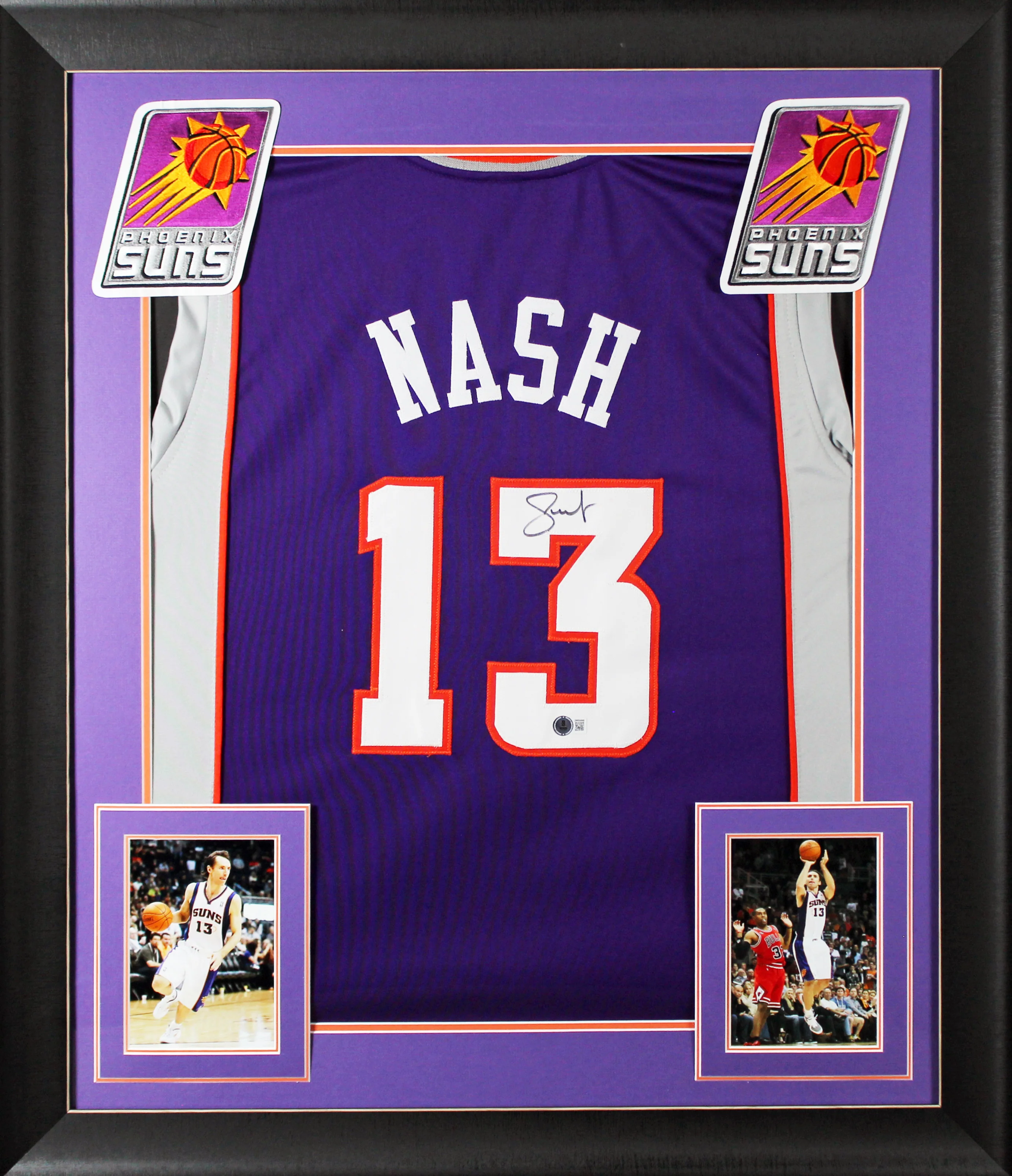 Steve Nash Authentic Signed Purple Pro Style Framed Jersey BAS Witnessed - Image 2