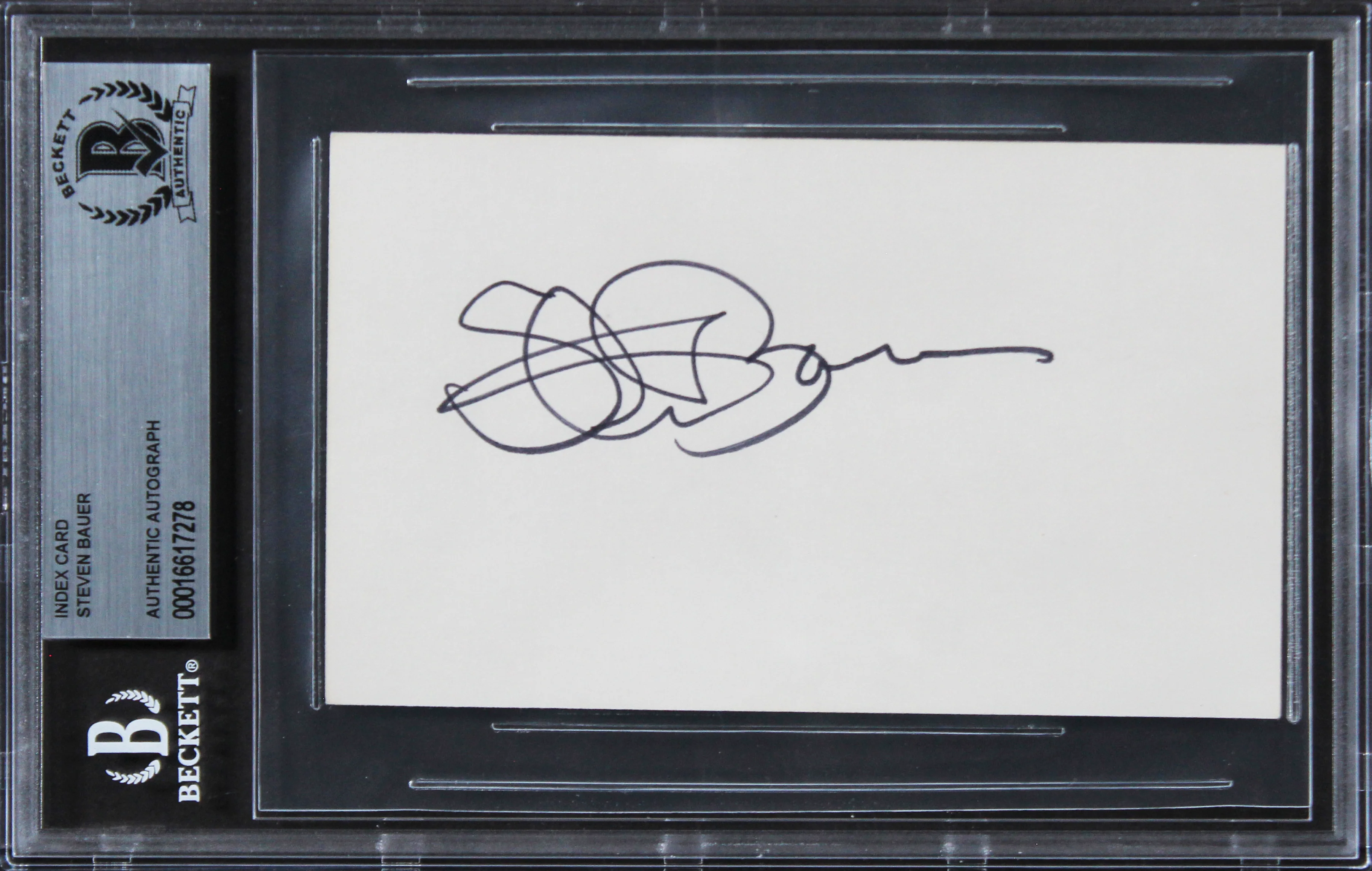 Steven Bauer Scarface Authentic Signed 3x5 Index Card Autographed BAS Slabbed - Image 2