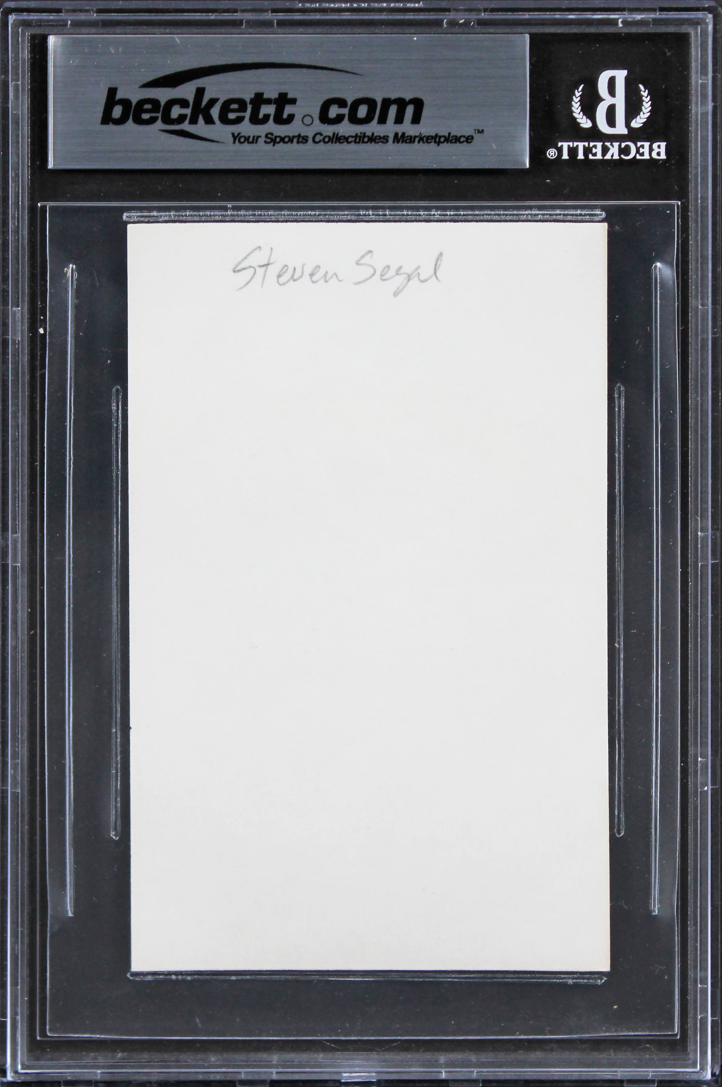 Steven Seagal Under Siege Authentic Signed 3x5 Index Card w/ Black Sig BAS Slab - Image 3