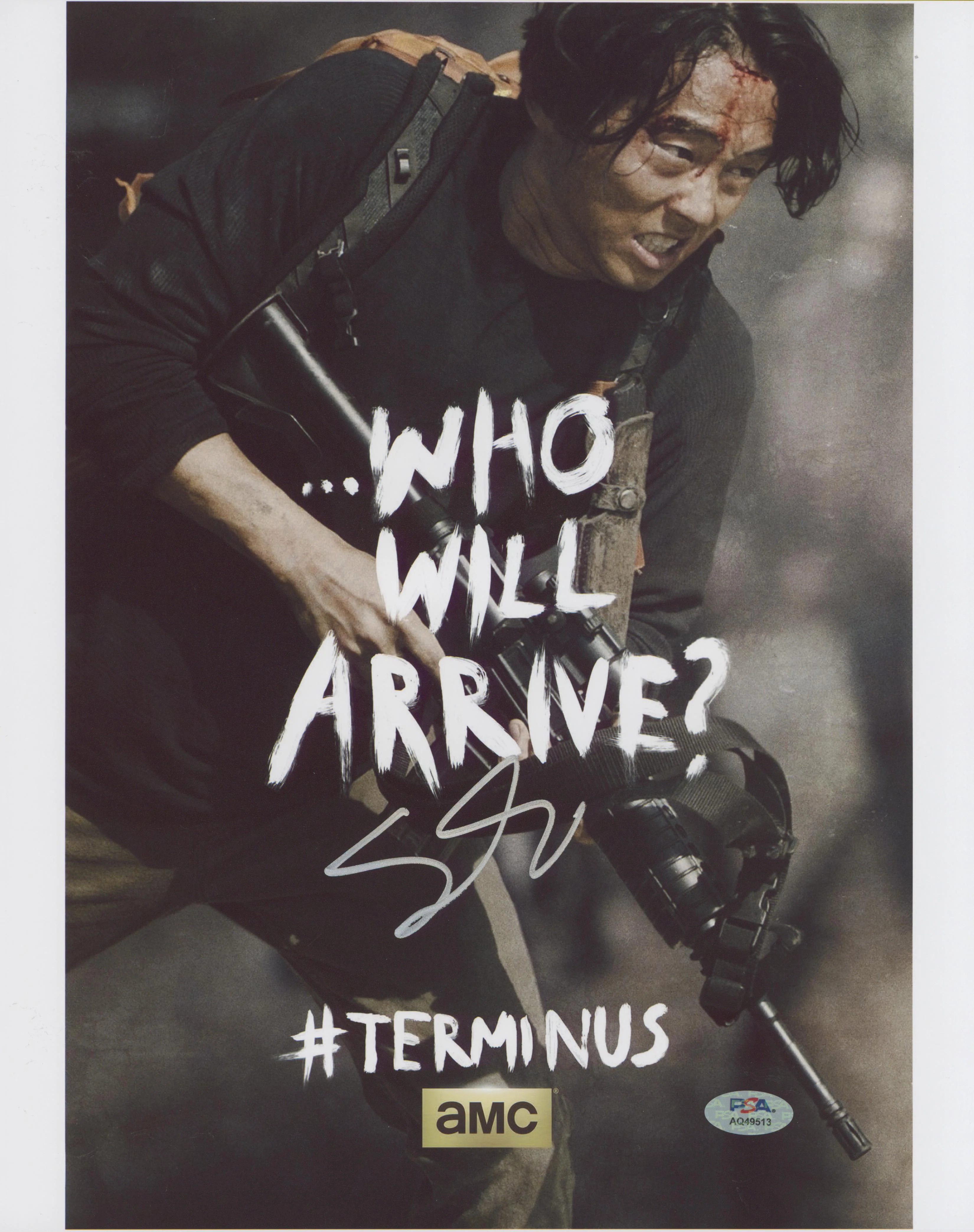 Steven Yeun The Walking Dead Authentic Signed 11x14 Photo PSA/DNA #AQ49513 - Image 2