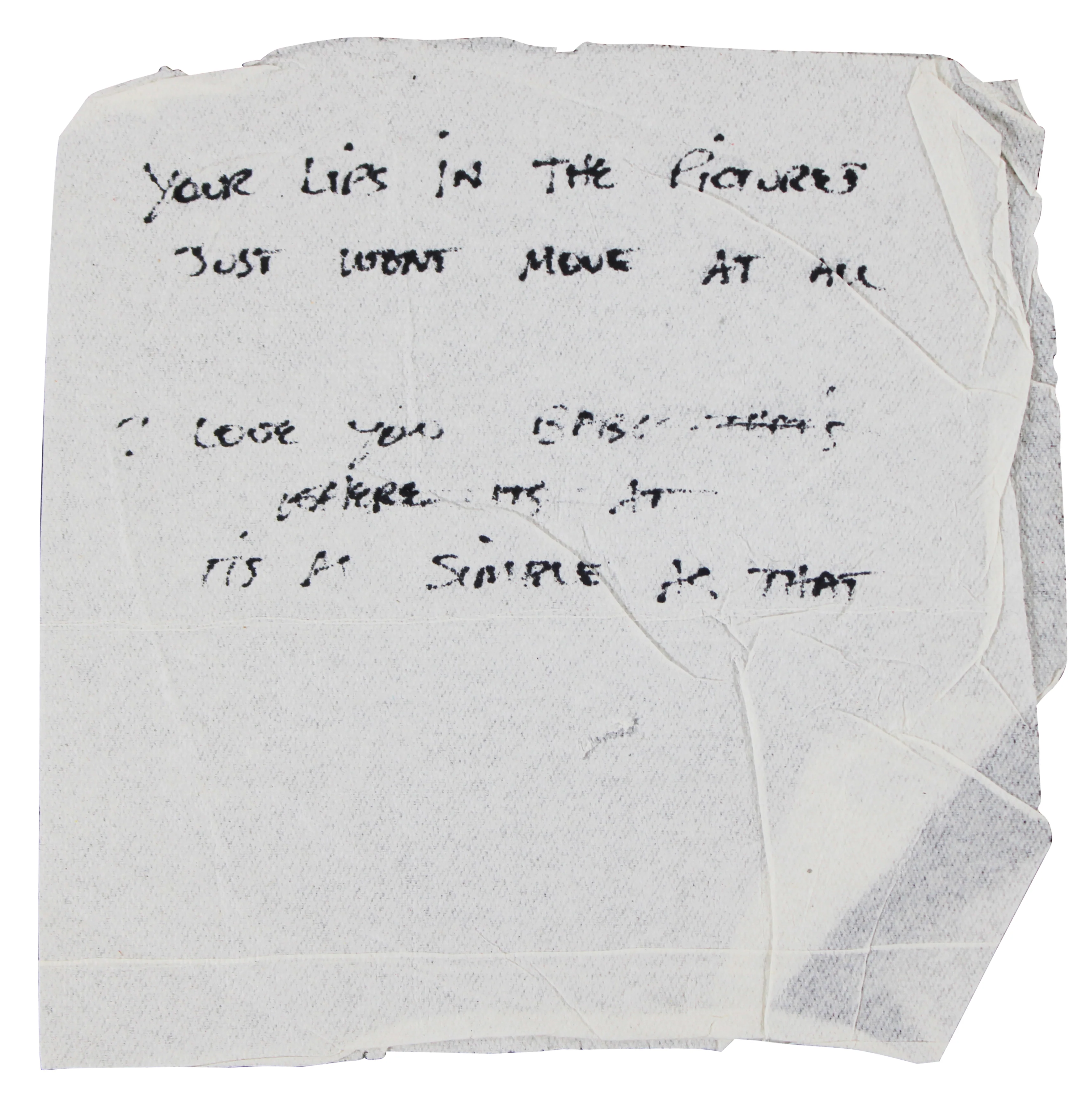 Stevie Ray Vaughan Authentic 4.75x5 Napkin w/ Handwritten Lyrics BAS #AE13213