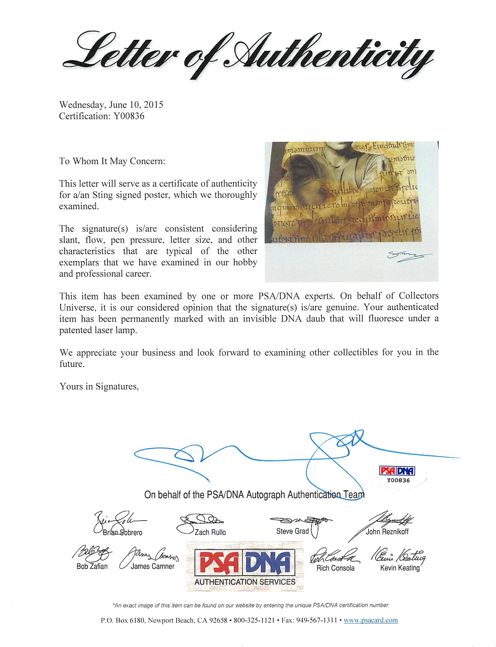 Sting The Police Authentic Signed 24x32 Lithograph LE #1302/1500 PSA/DNA #Y00836 - Image 5